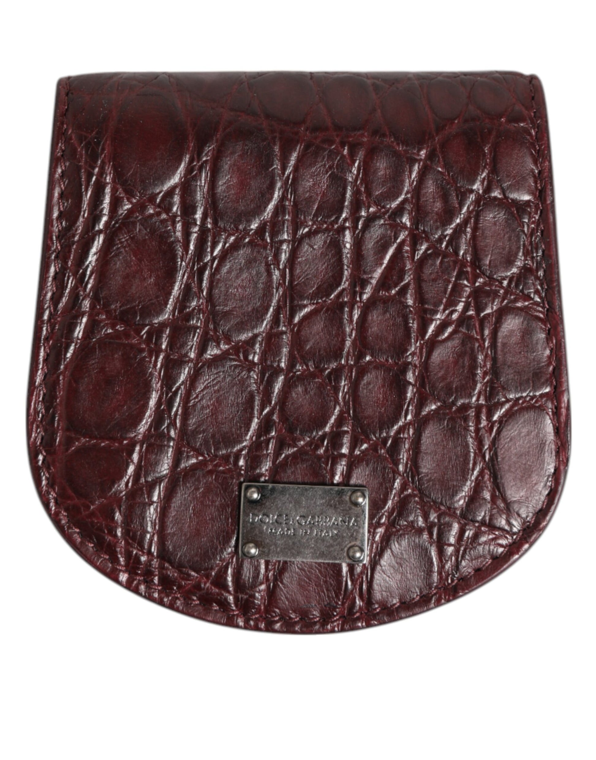 Dolce & Gabbana Burgundy Exotic Skin Coin Condom Case Holder Pocket Wallet Curated Luxury Accessories by Orvyn