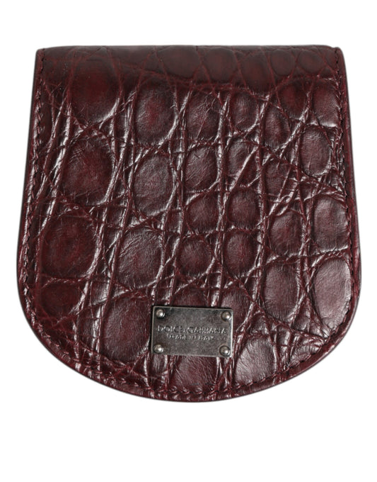 Dolce & Gabbana Burgundy Exotic Skin Coin Condom Case Holder Pocket Wallet Curated Luxury Accessories by Orvyn