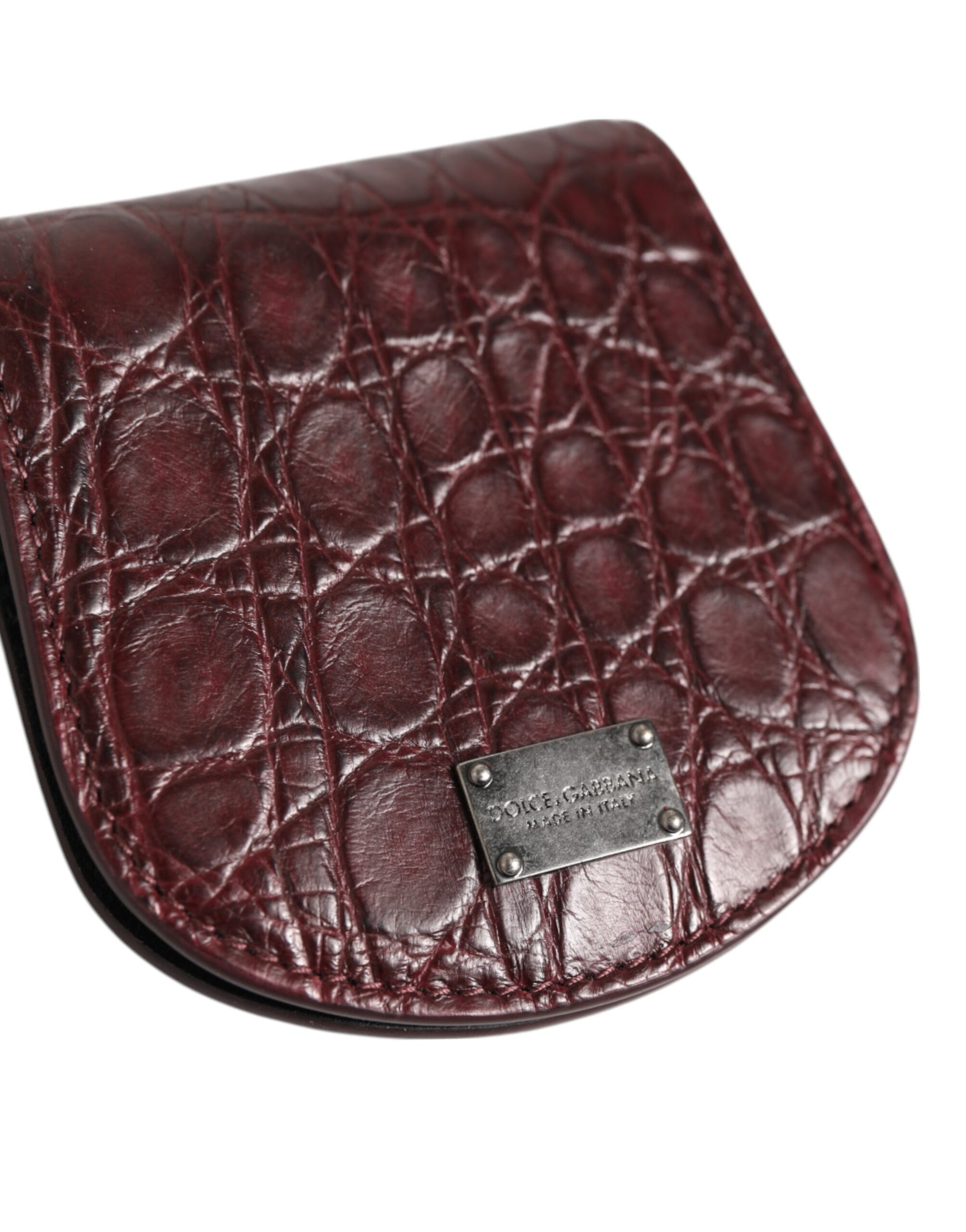 Dolce & Gabbana Burgundy Exotic Skin Coin Condom Case Holder Pocket Wallet Curated Luxury Accessories by Orvyn