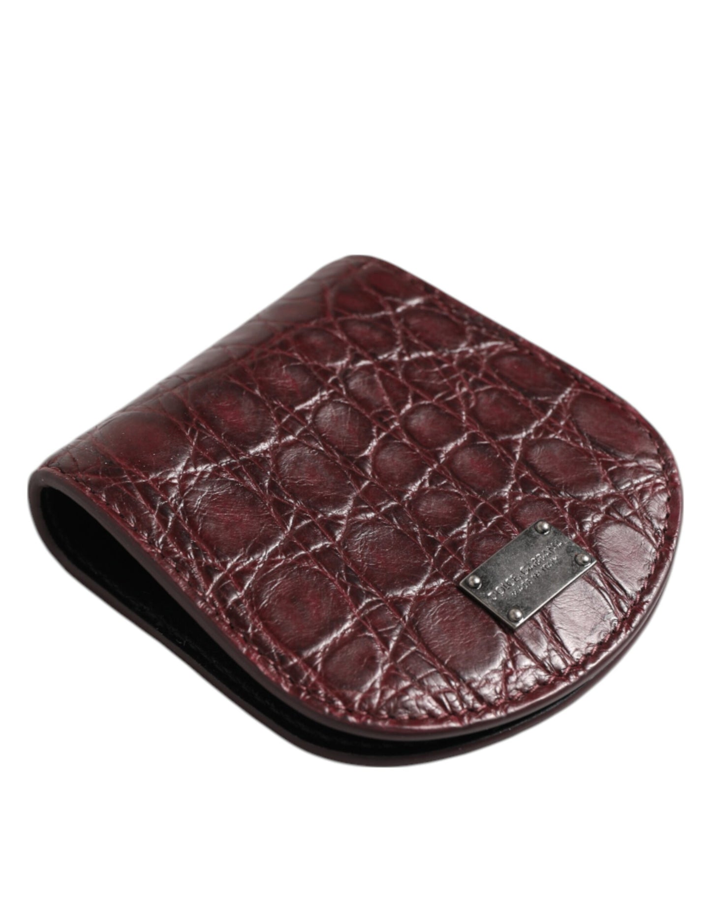 Dolce & Gabbana Burgundy Exotic Skin Coin Condom Case Holder Pocket Wallet Curated Luxury Accessories by Orvyn