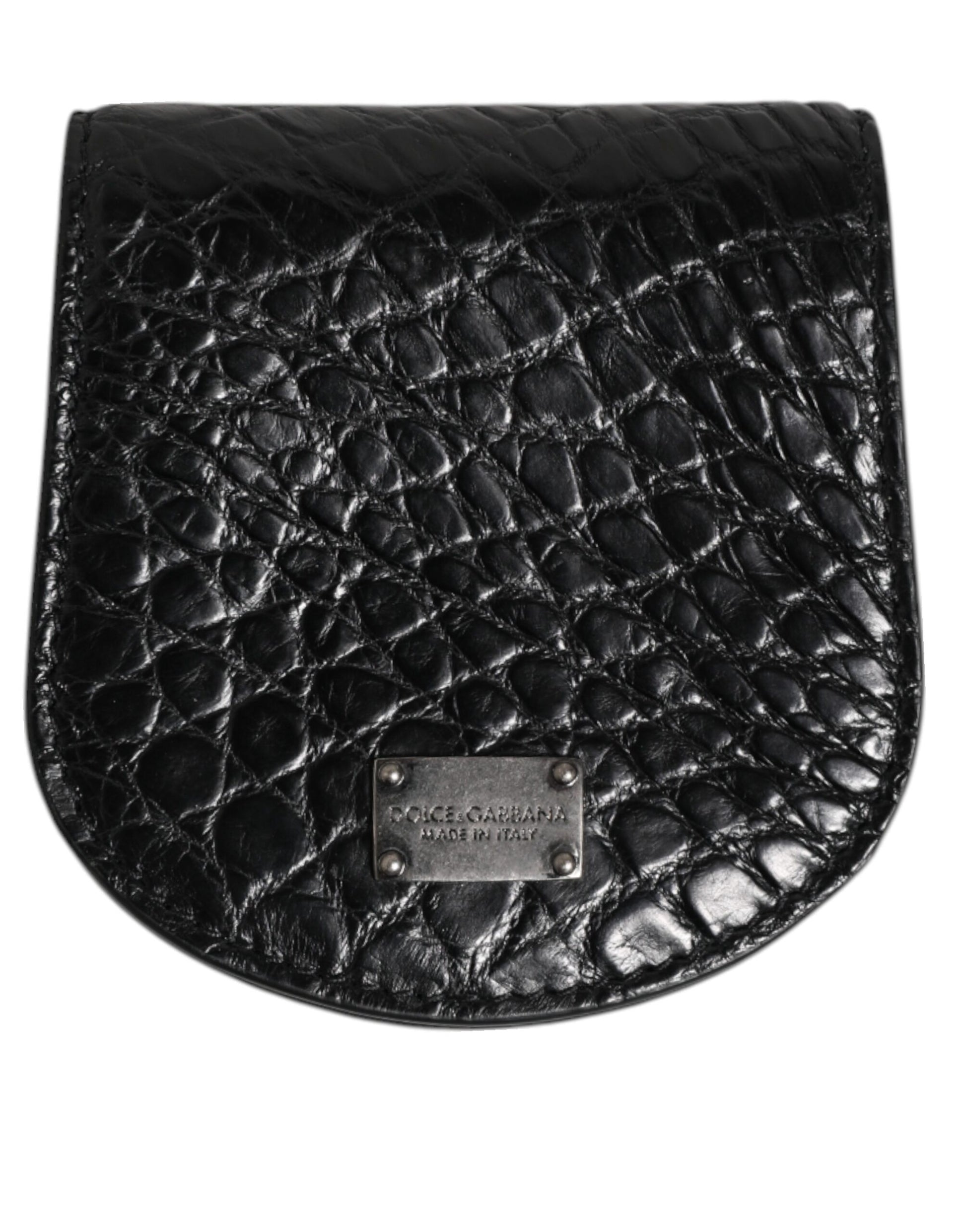 Dolce & Gabbana Black Exotic Skin Coin Condom Case Holder Pocket Wallet Curated Luxury Accessories by Orvyn