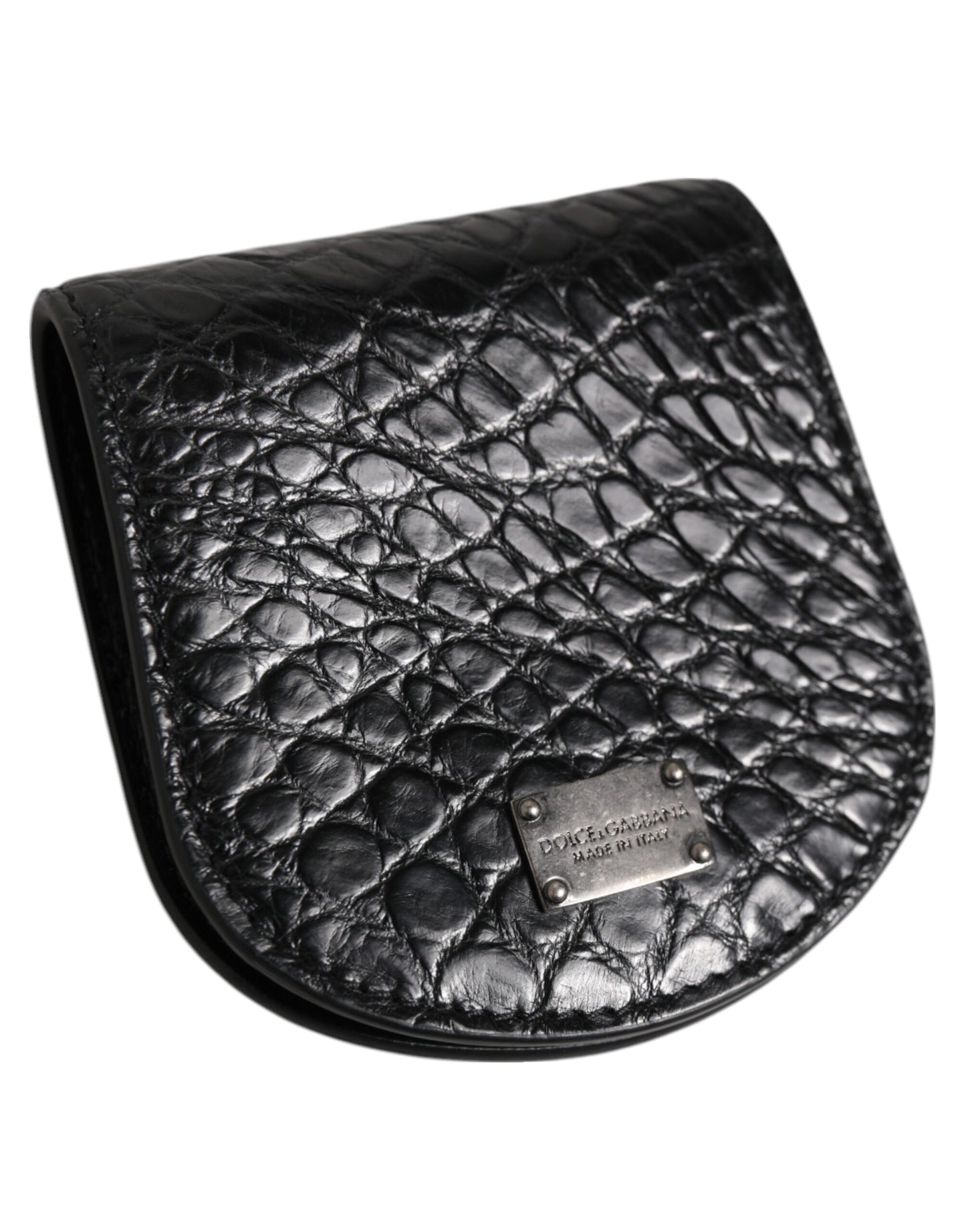 Dolce & Gabbana Black Exotic Skin Coin Condom Case Holder Pocket Wallet Curated Luxury Accessories by Orvyn