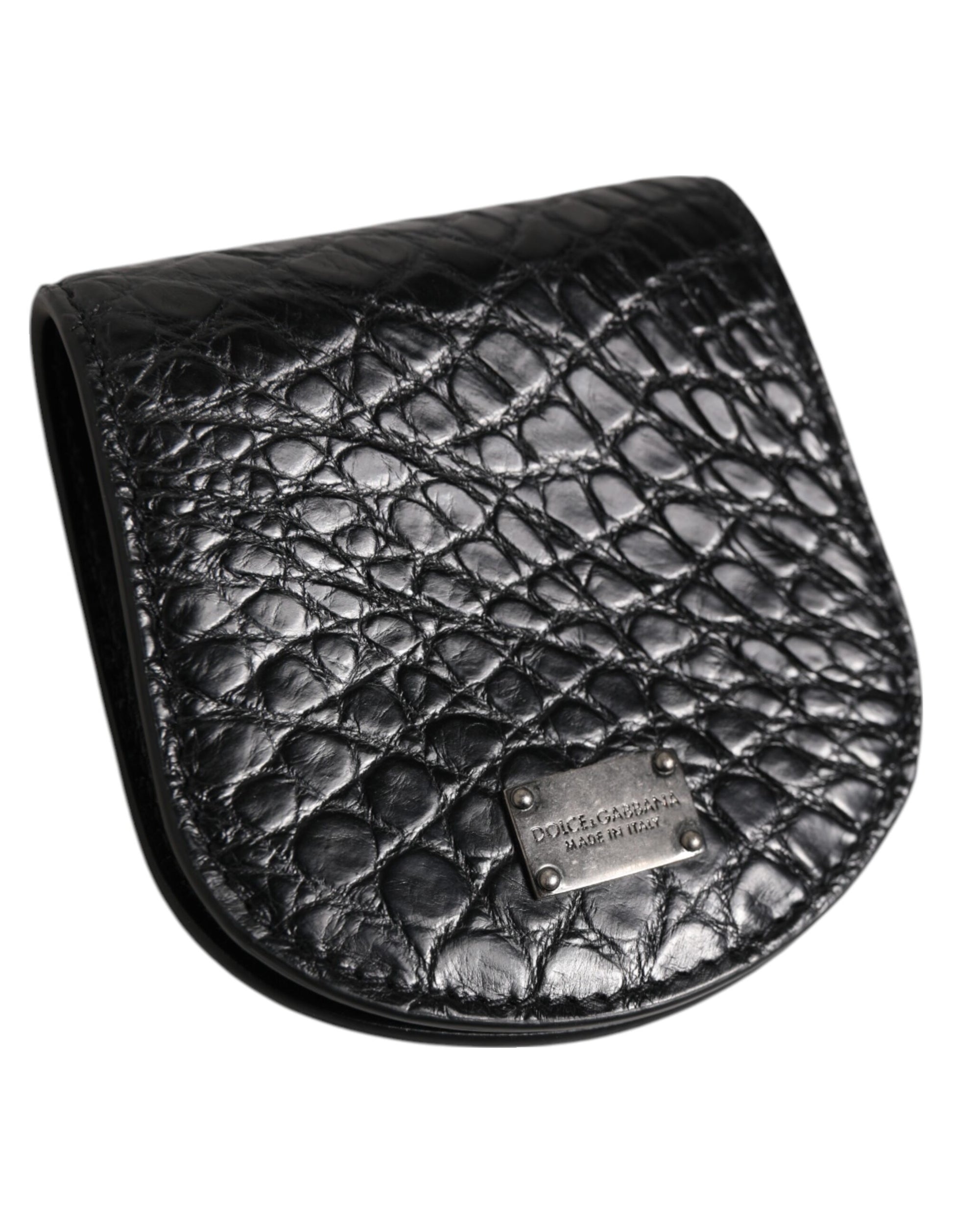 Dolce & Gabbana Black Exotic Skin Coin Condom Case Holder Pocket Wallet Curated Luxury Accessories by Orvyn
