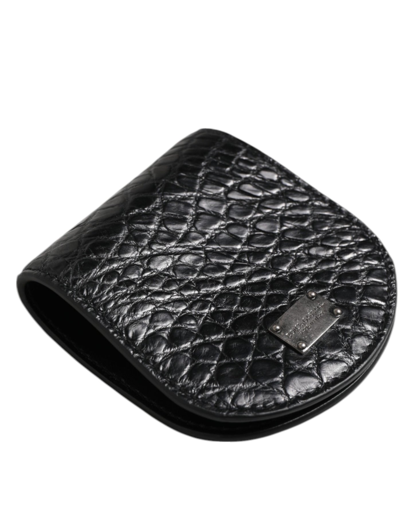 Dolce & Gabbana Black Exotic Skin Coin Condom Case Holder Pocket Wallet Curated Luxury Accessories by Orvyn