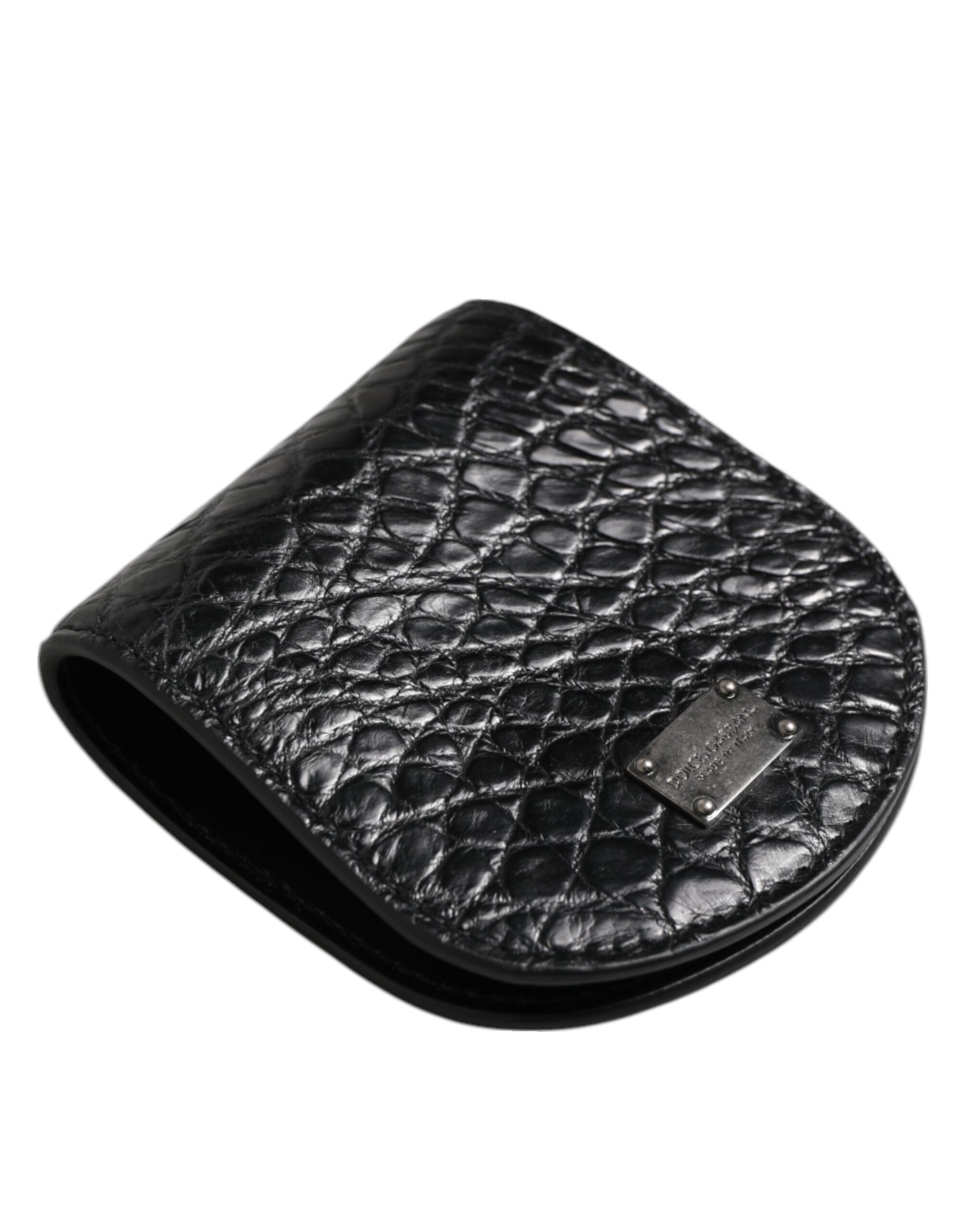 Dolce & Gabbana Black Exotic Skin Coin Condom Case Holder Pocket Wallet Curated Luxury Accessories by Orvyn