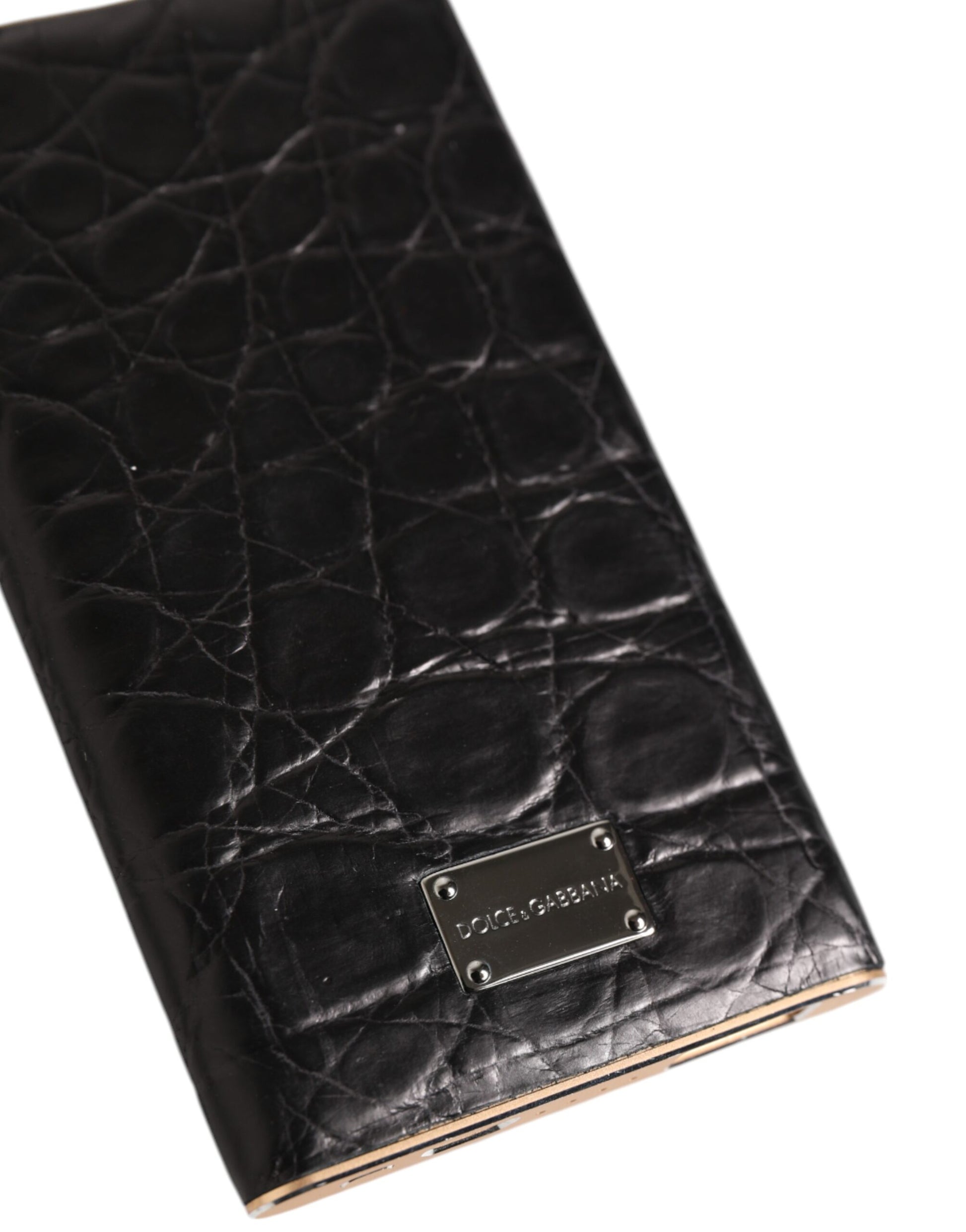 Dolce & Gabbana Black Leather Exotic Skin 3000mAh Power Bank Charger USB schwarz