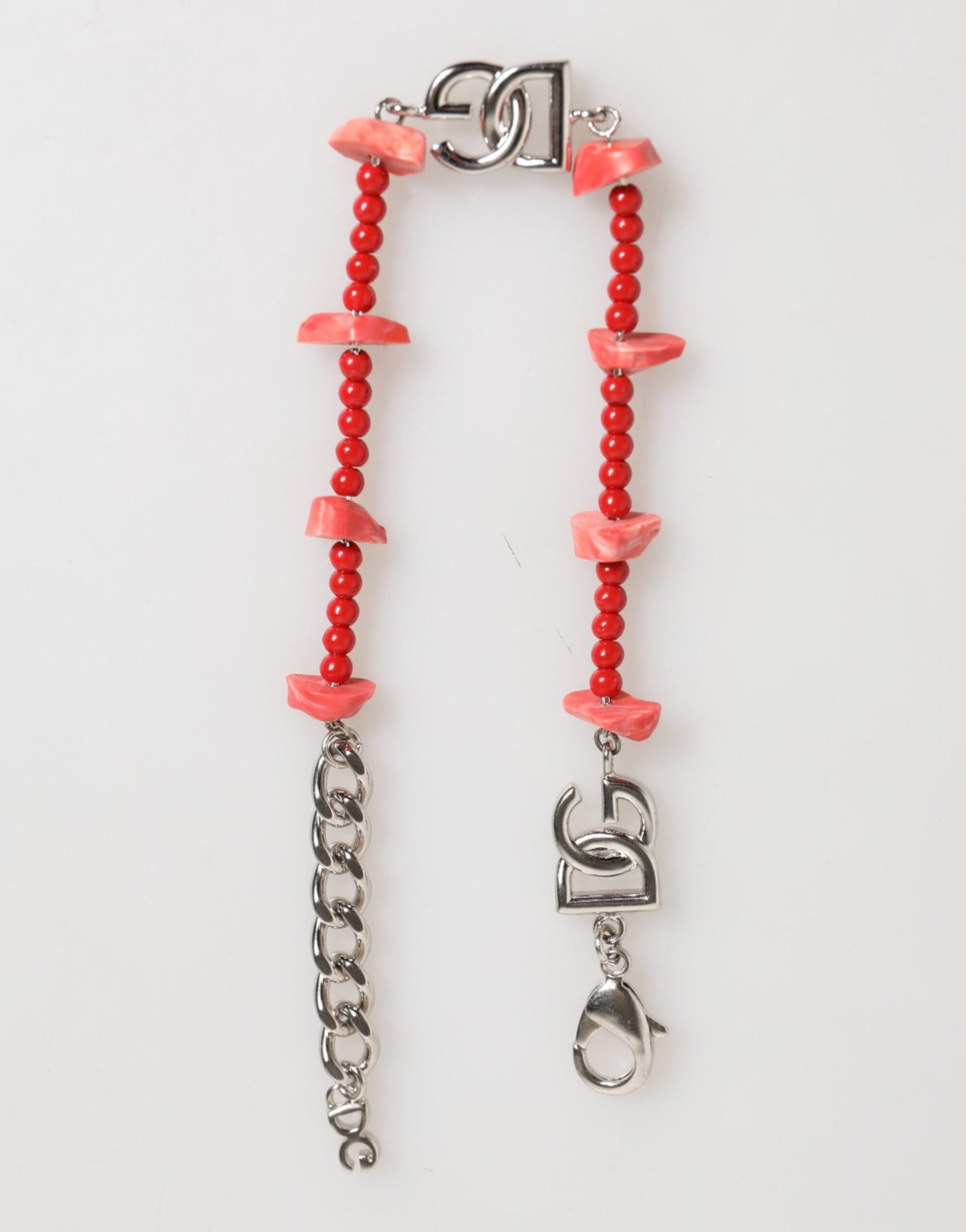 Dolce & Gabbana Silver Tone Brass Beaded Resin DG Logo Chain Men Bracelet Curated Luxury Accessories by Orvyn