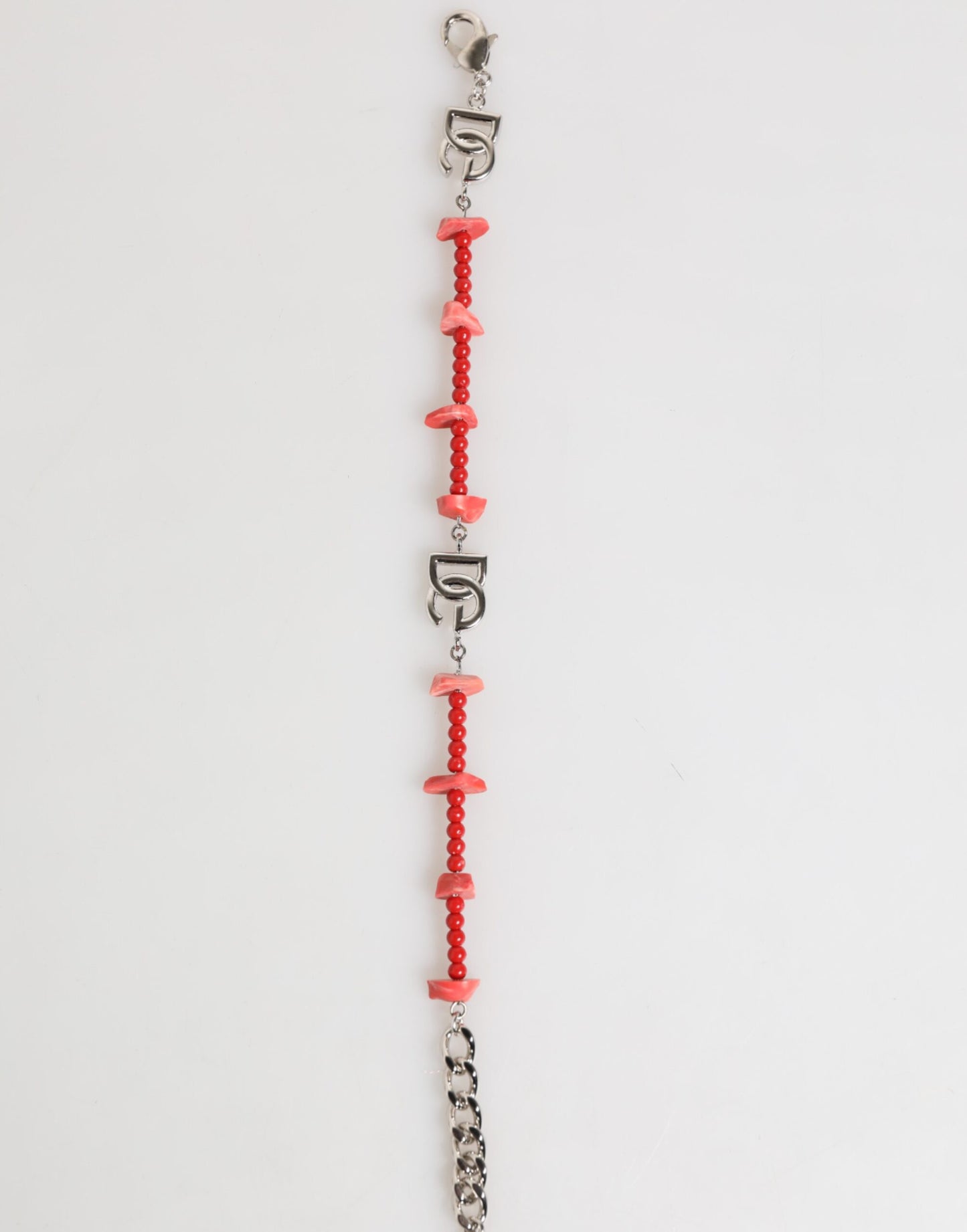 Dolce & Gabbana Silver Tone Brass Beaded Resin DG Logo Chain Men Bracelet Curated Luxury Accessories by Orvyn