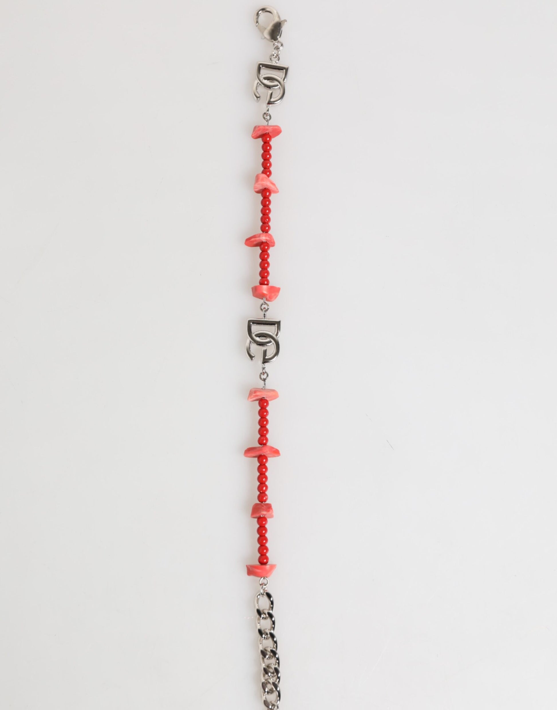 Dolce & Gabbana Silver Tone Brass Beaded Resin DG Logo Chain Men Bracelet Curated Luxury Accessories by Orvyn
