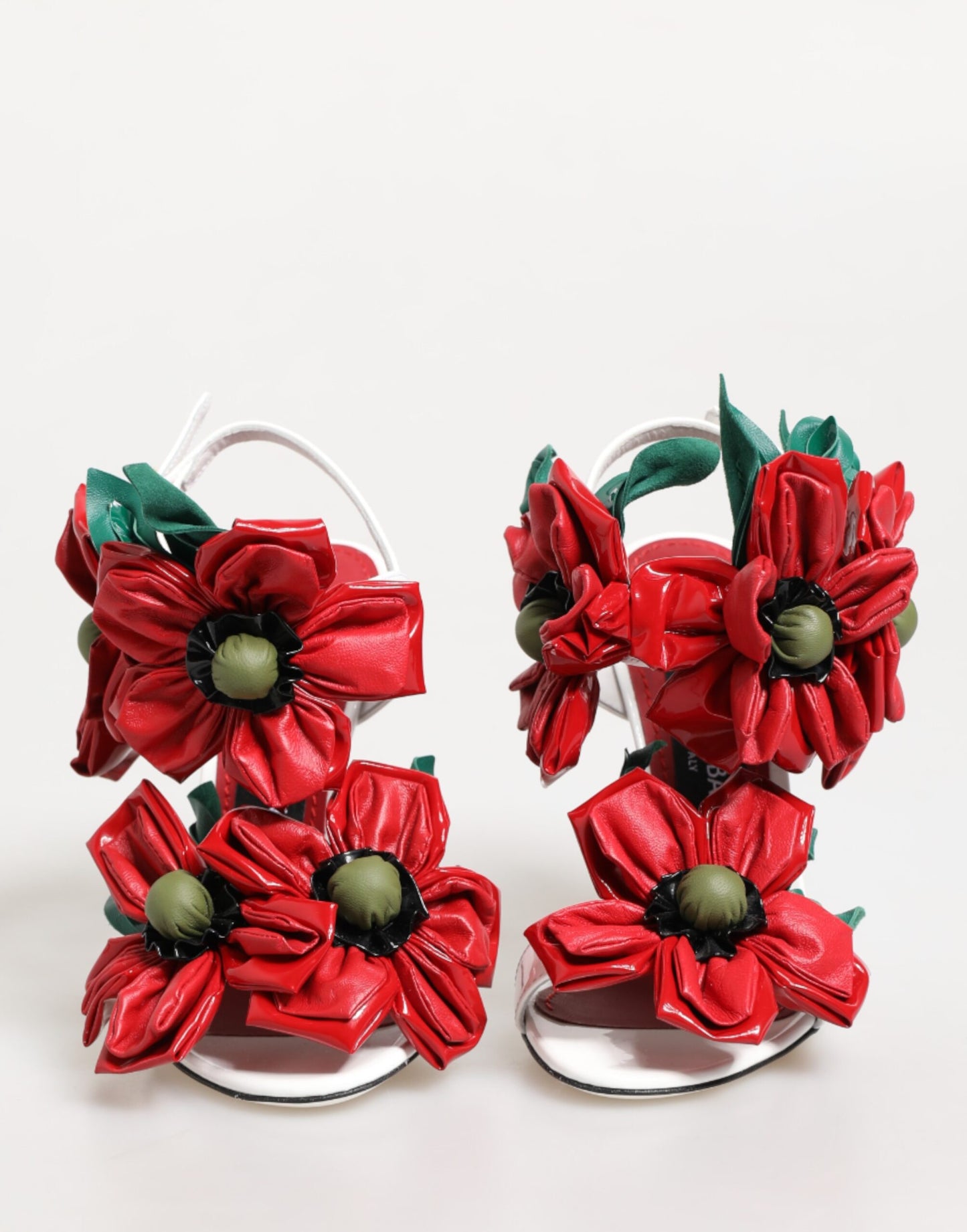 Dolce & Gabbana White Red Floral Detailing Sandals Shoes Curated Luxury Accessories by Orvyn