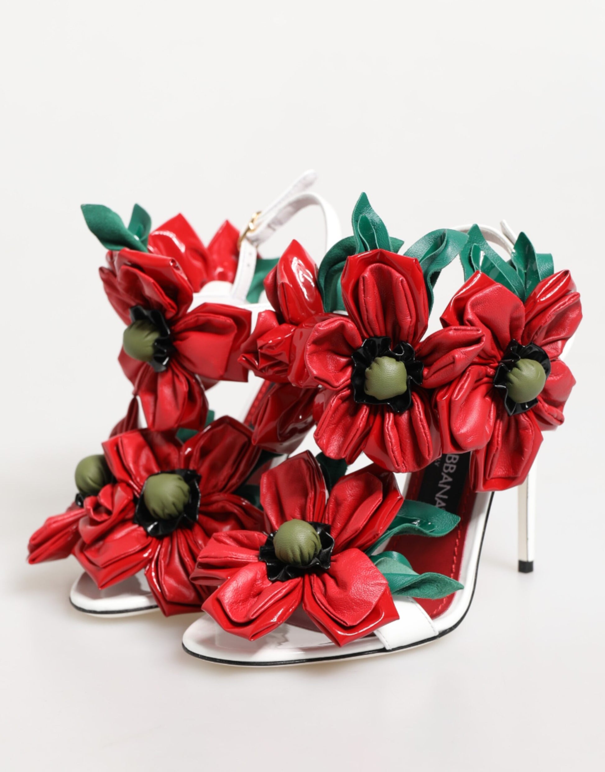 Dolce & Gabbana White Red Floral Detailing Sandals Shoes Curated Luxury Accessories by Orvyn