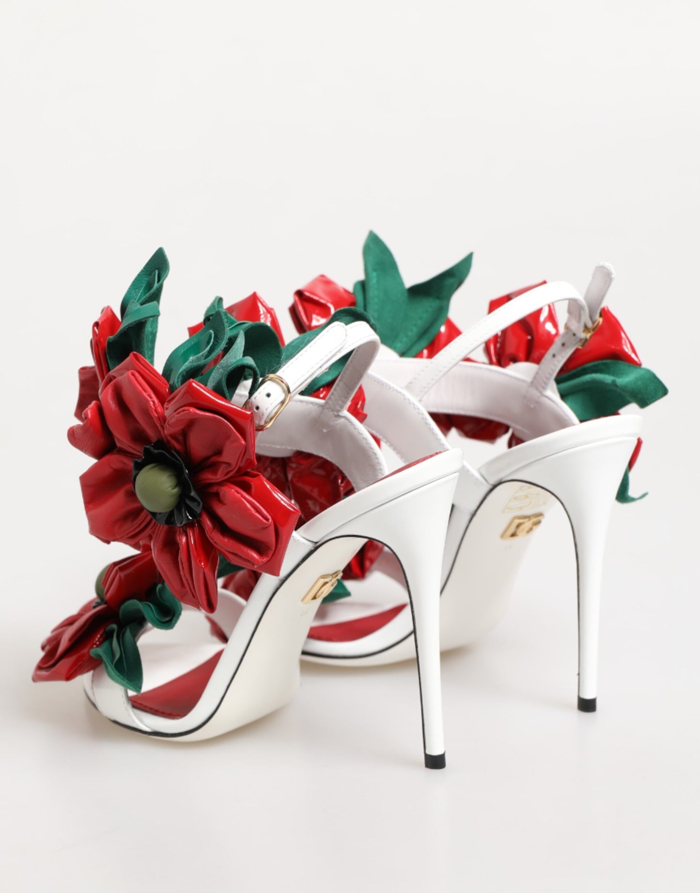 Dolce & Gabbana White Red Floral Detailing Sandals Shoes Curated Luxury Accessories by Orvyn