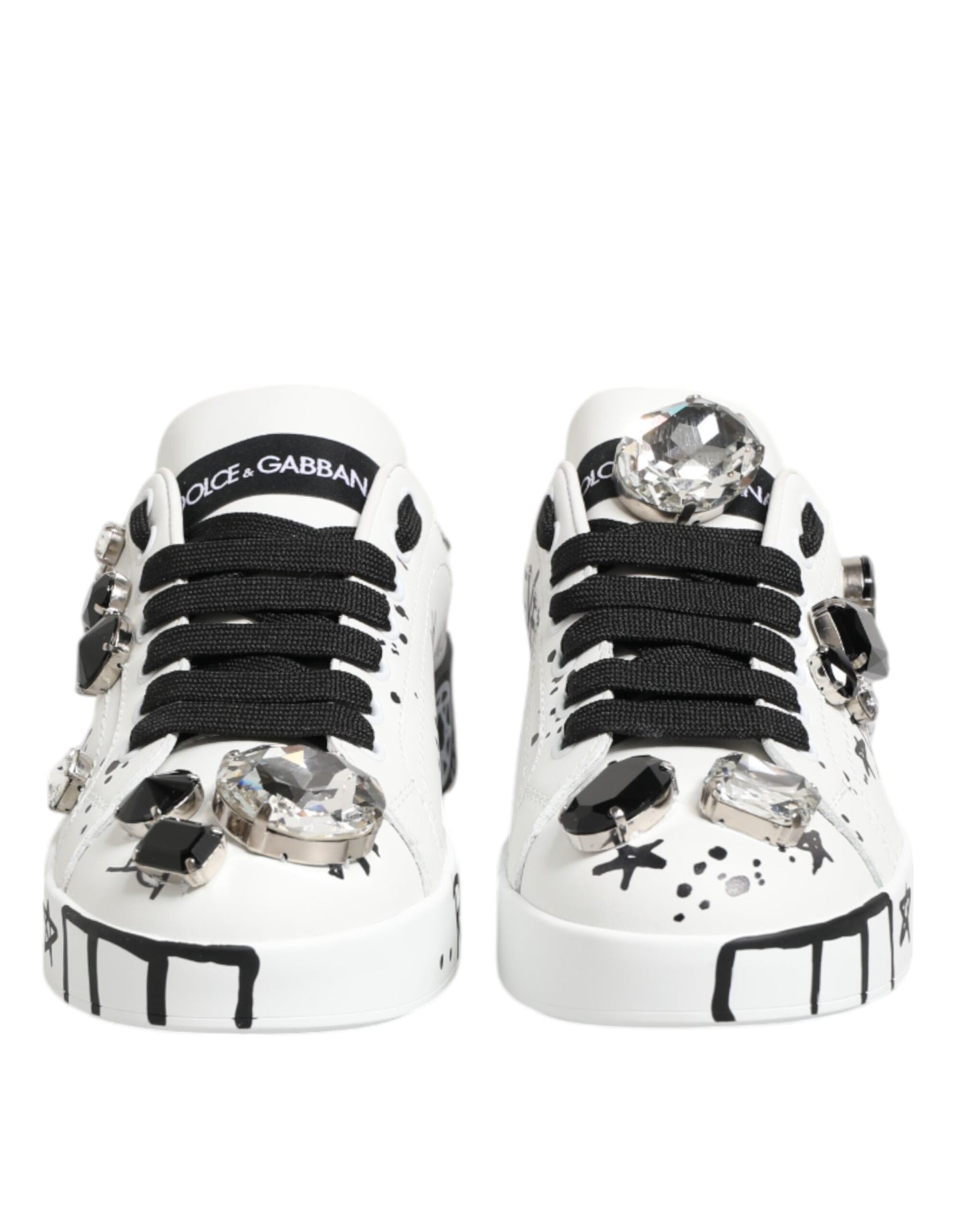 Dolce & Gabbana White Portofino Crystal Sneakers Shoes Curated Luxury Accessories by Orvyn
