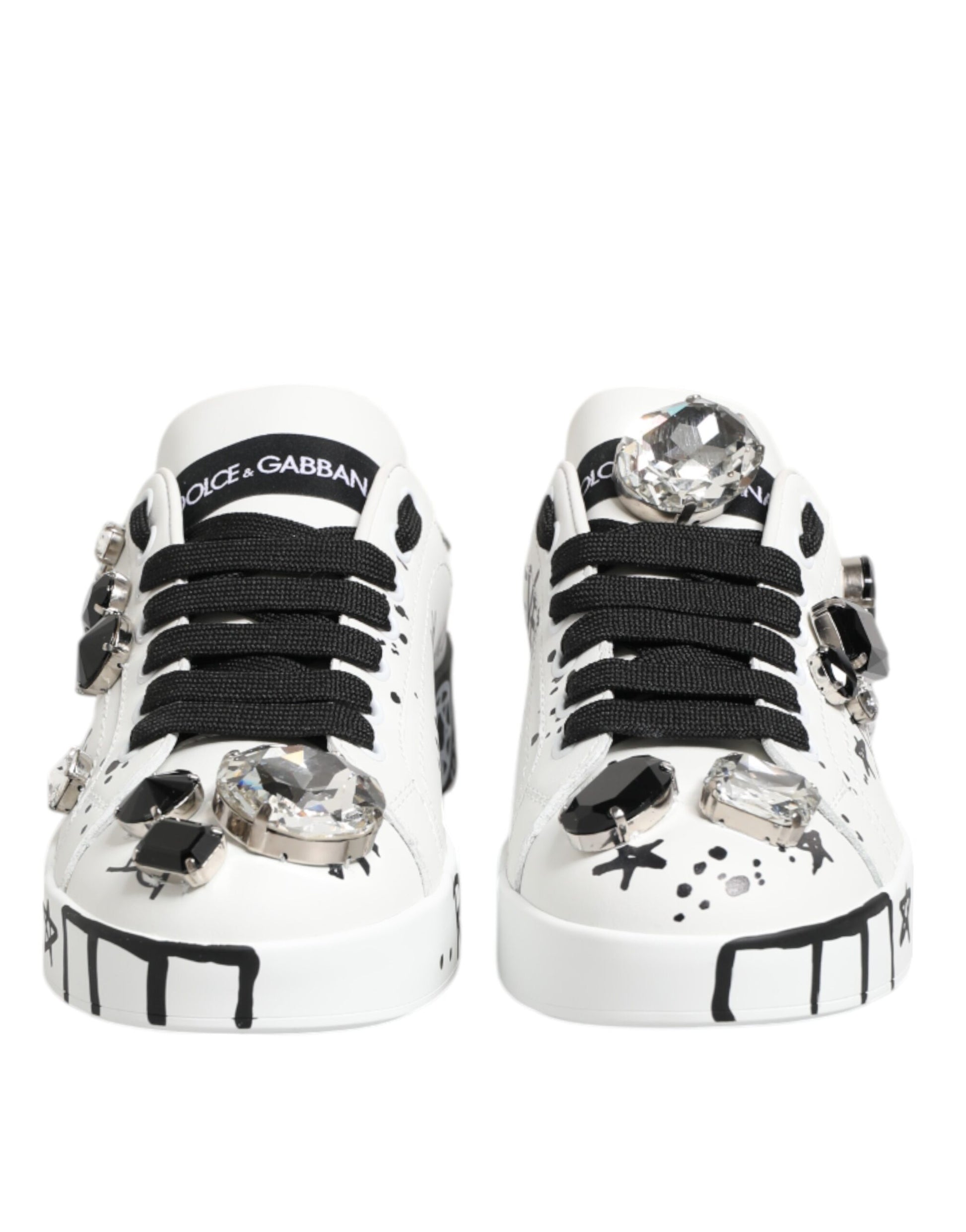 Dolce & Gabbana White Portofino Crystal Sneakers Shoes Curated Luxury Accessories by Orvyn