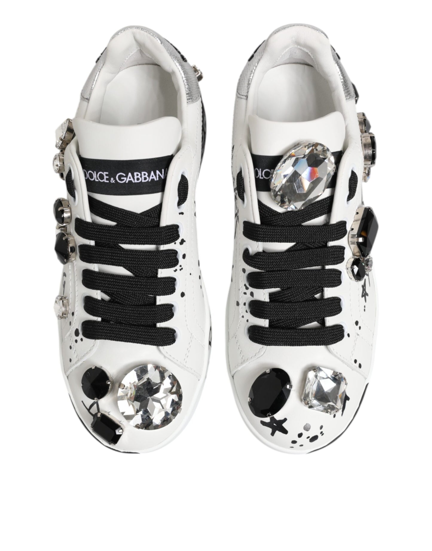 Dolce & Gabbana White Portofino Crystal Sneakers Shoes Curated Luxury Accessories by Orvyn