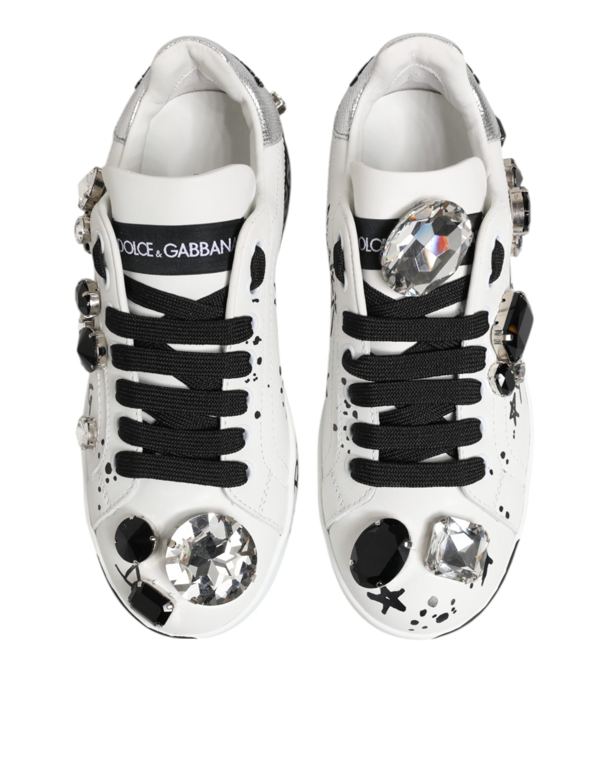Dolce & Gabbana White Portofino Crystal Sneakers Shoes Curated Luxury Accessories by Orvyn