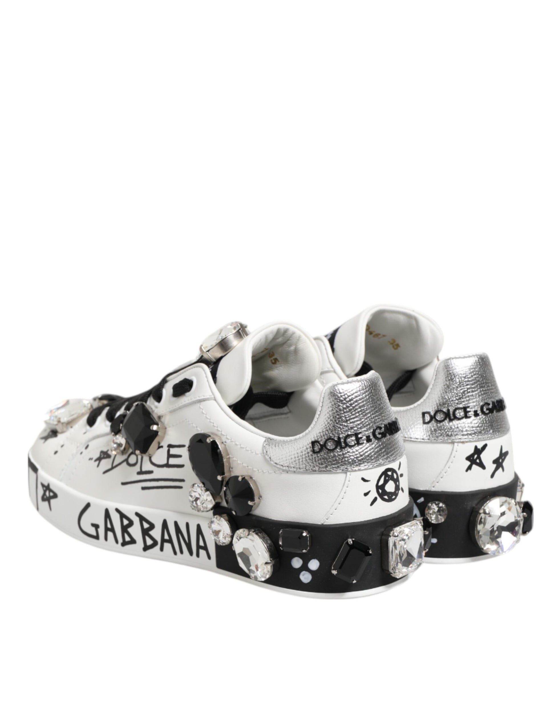 Dolce & Gabbana White Portofino Crystal Sneakers Shoes Curated Luxury Accessories by Orvyn