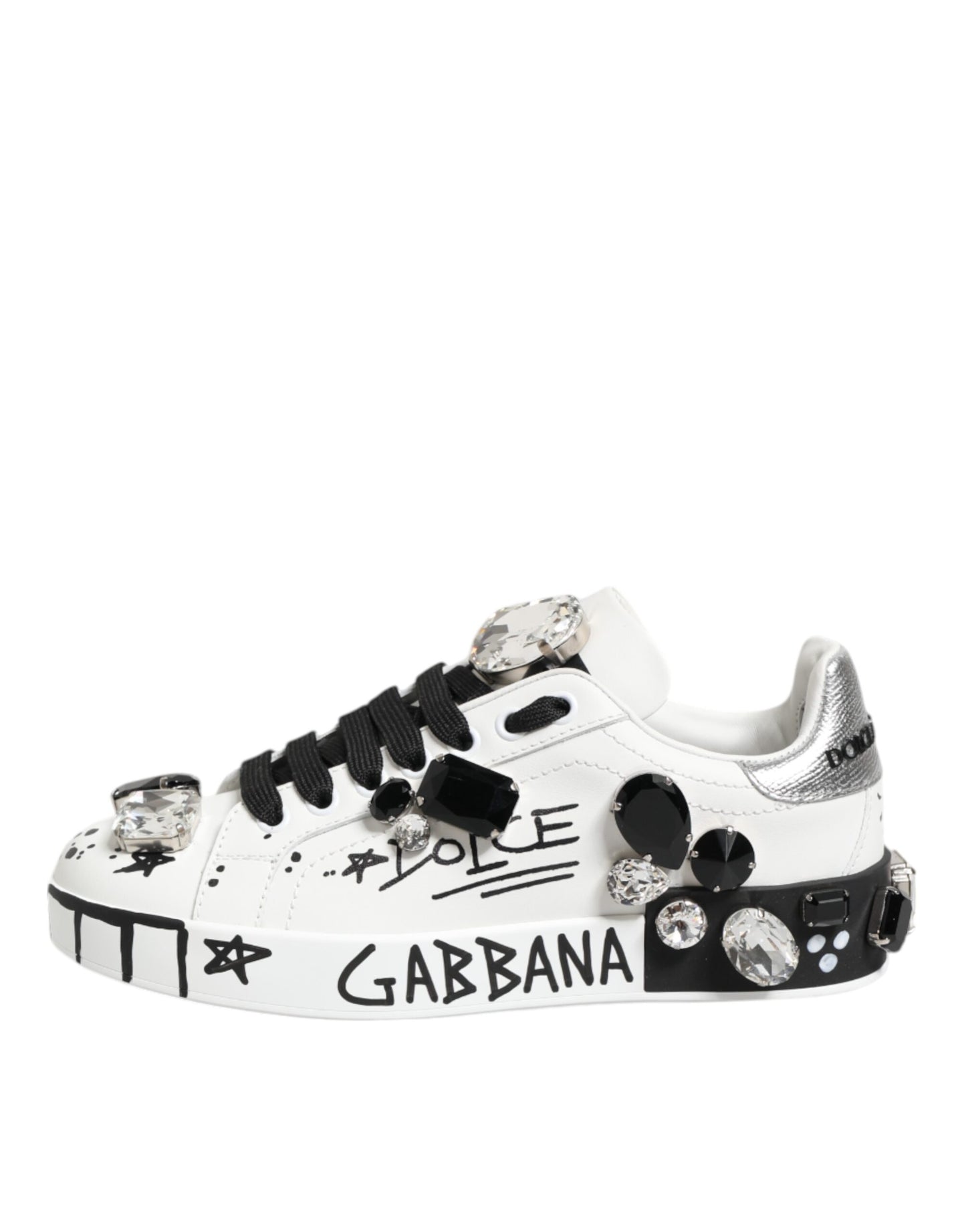 Dolce & Gabbana White Portofino Crystal Sneakers Shoes Curated Luxury Accessories by Orvyn