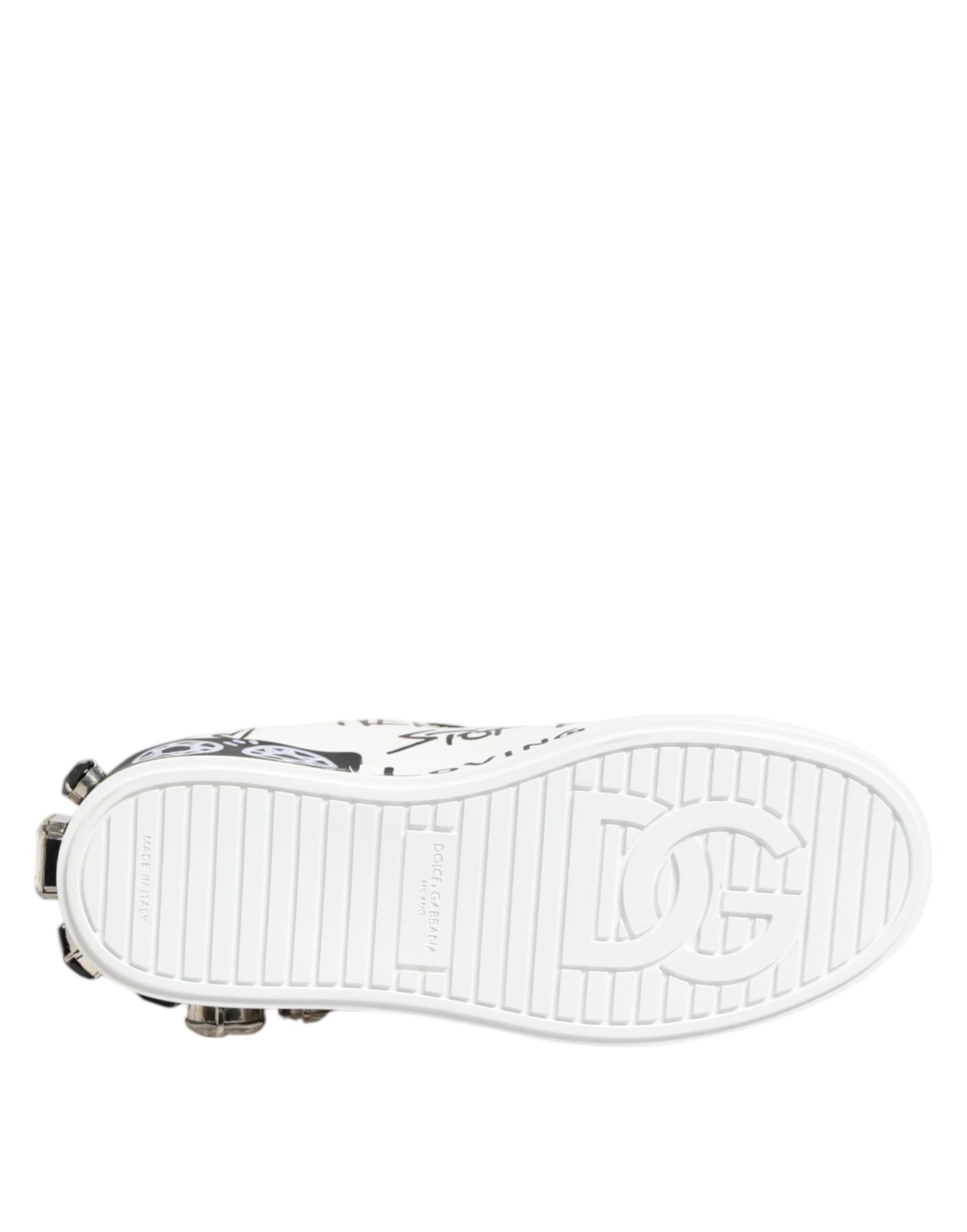 Dolce & Gabbana White Portofino Crystal Sneakers Shoes Curated Luxury Accessories by Orvyn