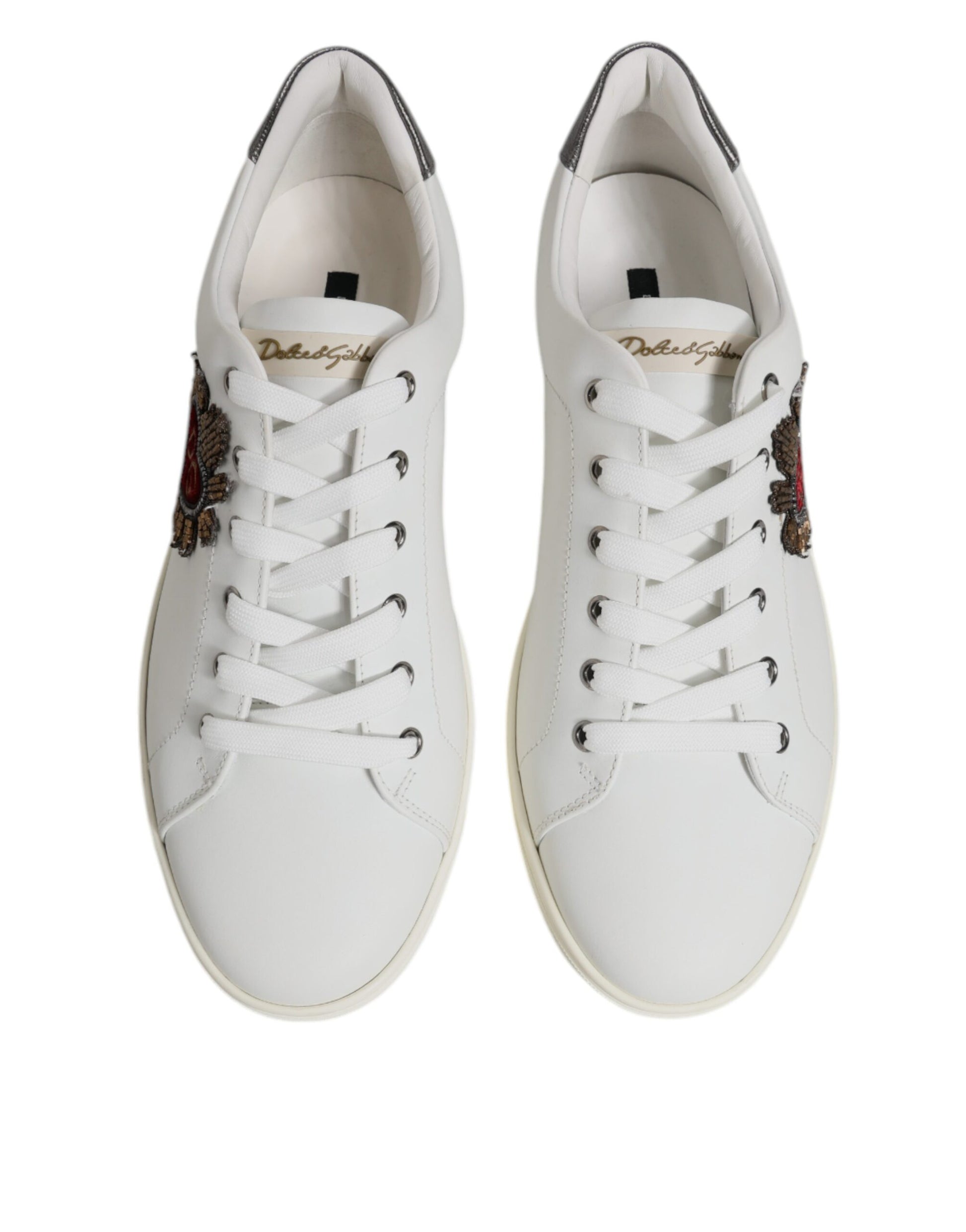 Dolce & Gabbana White Sacred Heart Men Low Top Sneakers Shoes Curated Luxury Accessories by Orvyn
