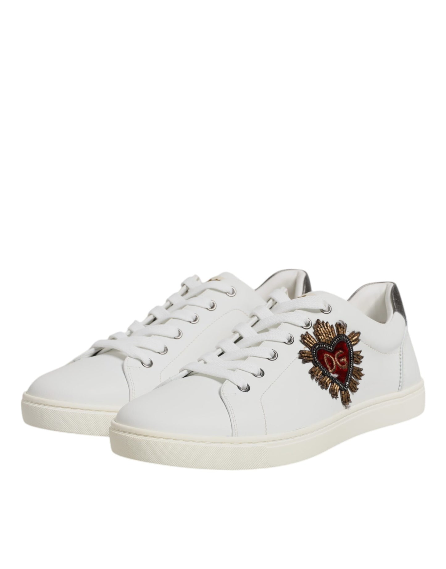 Dolce & Gabbana White Sacred Heart Men Low Top Sneakers Shoes Curated Luxury Accessories by Orvyn