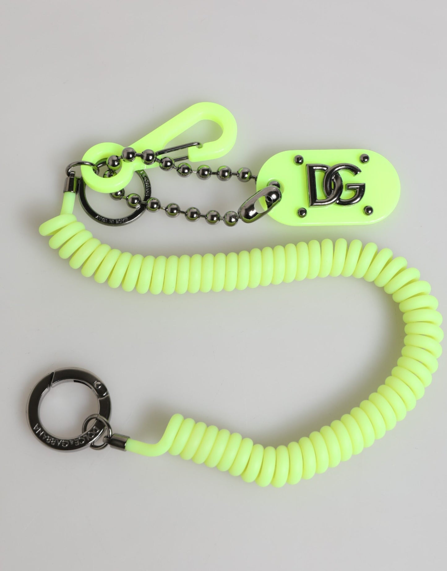 Dolce & Gabbana Green Springy Key Holder DG Logo Men's Keychain Keyring Curated Luxury Accessories by Orvyn