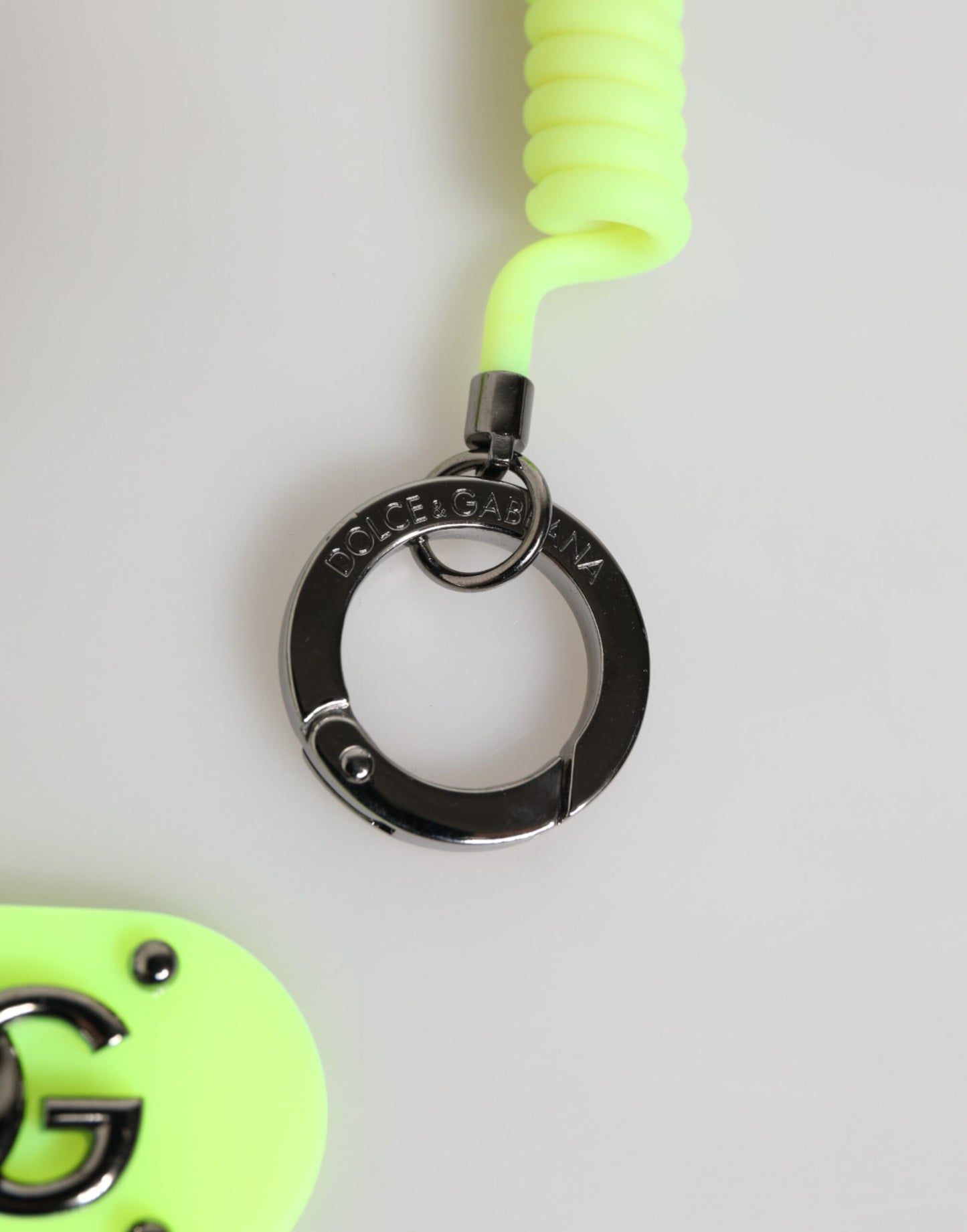 Dolce & Gabbana Green Springy Key Holder DG Logo Men's Keychain Keyring Curated Luxury Accessories by Orvyn