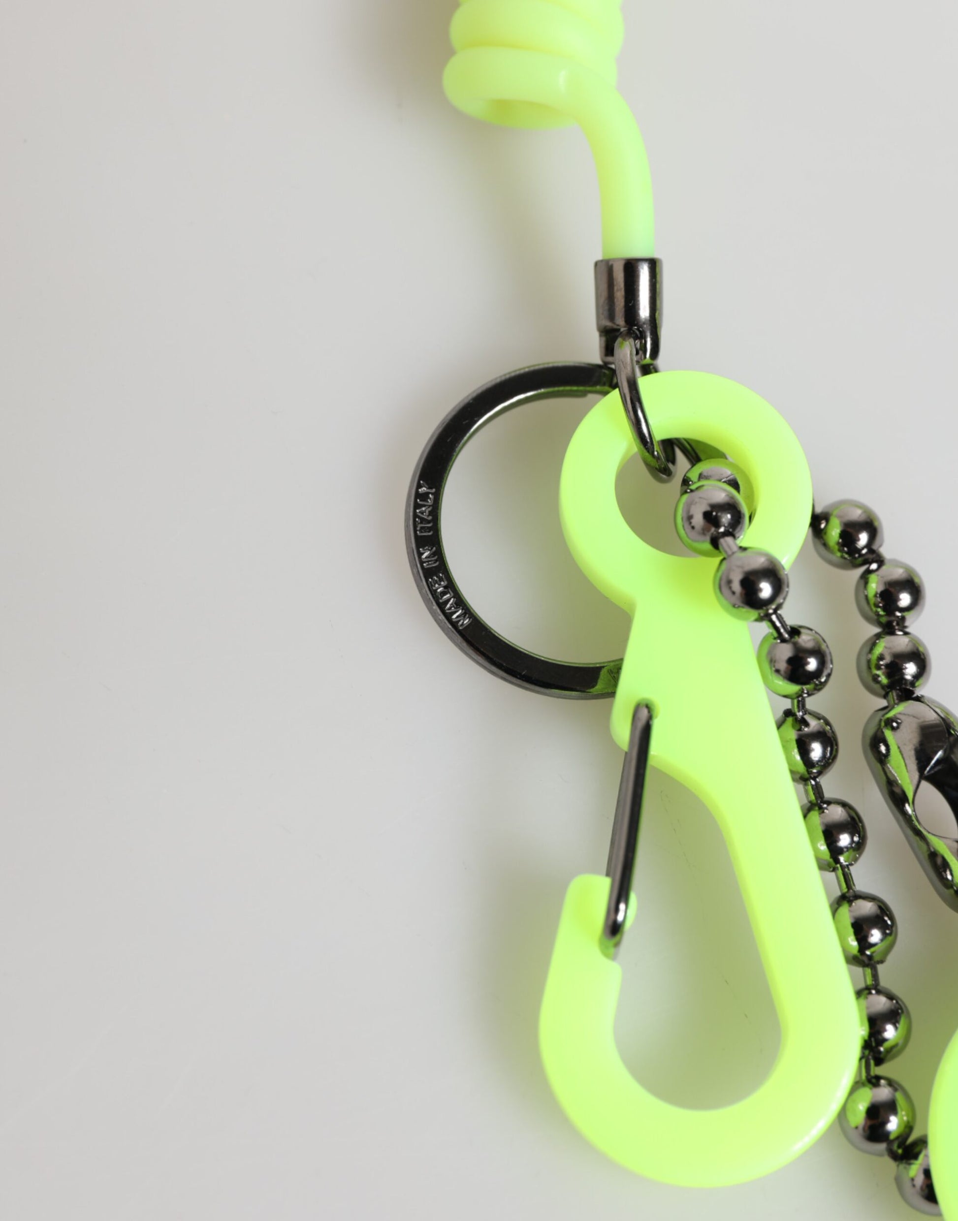 Dolce & Gabbana Green Springy Key Holder DG Logo Men's Keychain Keyring Curated Luxury Accessories by Orvyn