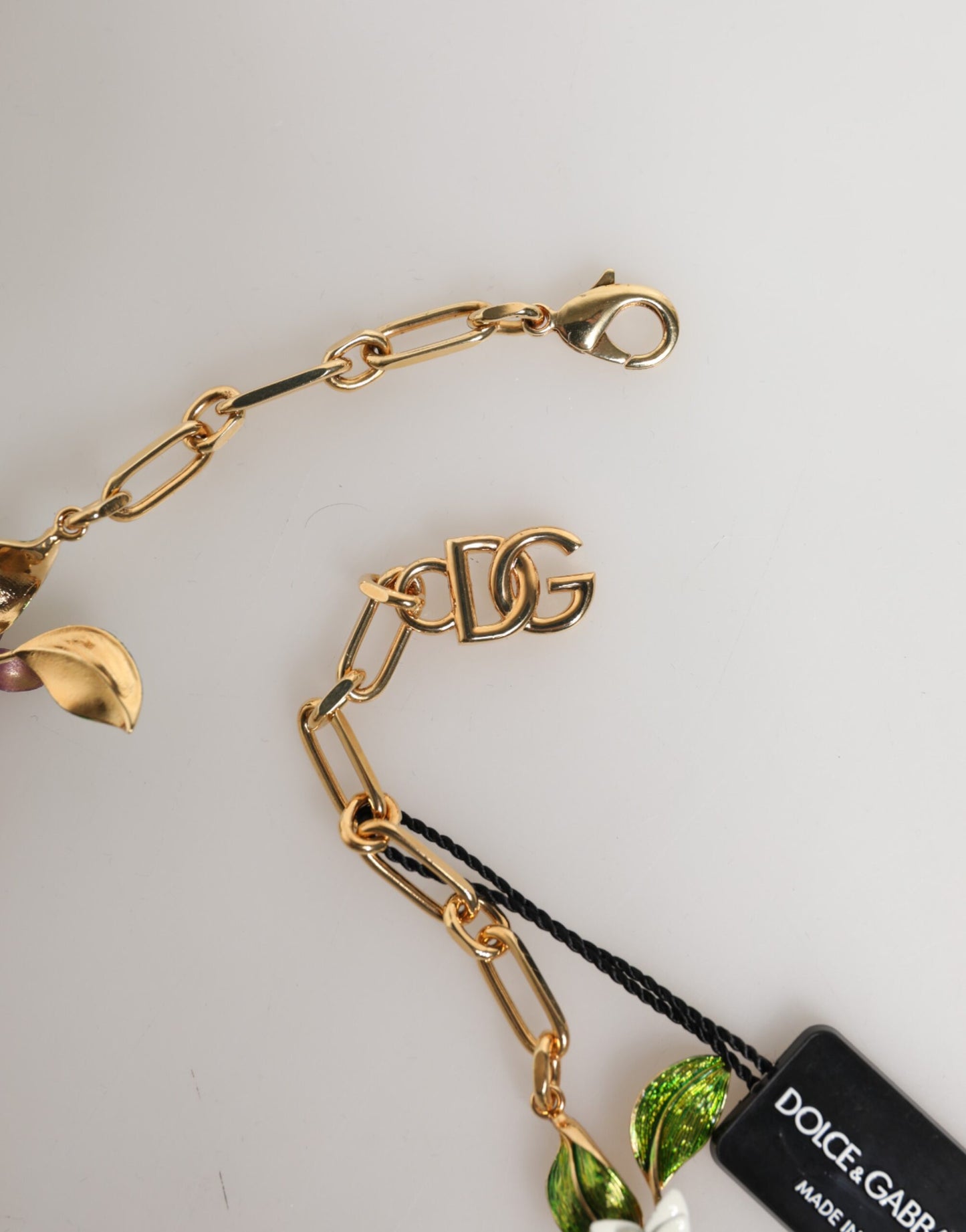 Dolce & Gabbana Gold Brass Logo Detail Floral Fashion Jewelry Necklace Curated Luxury Accessories by Orvyn