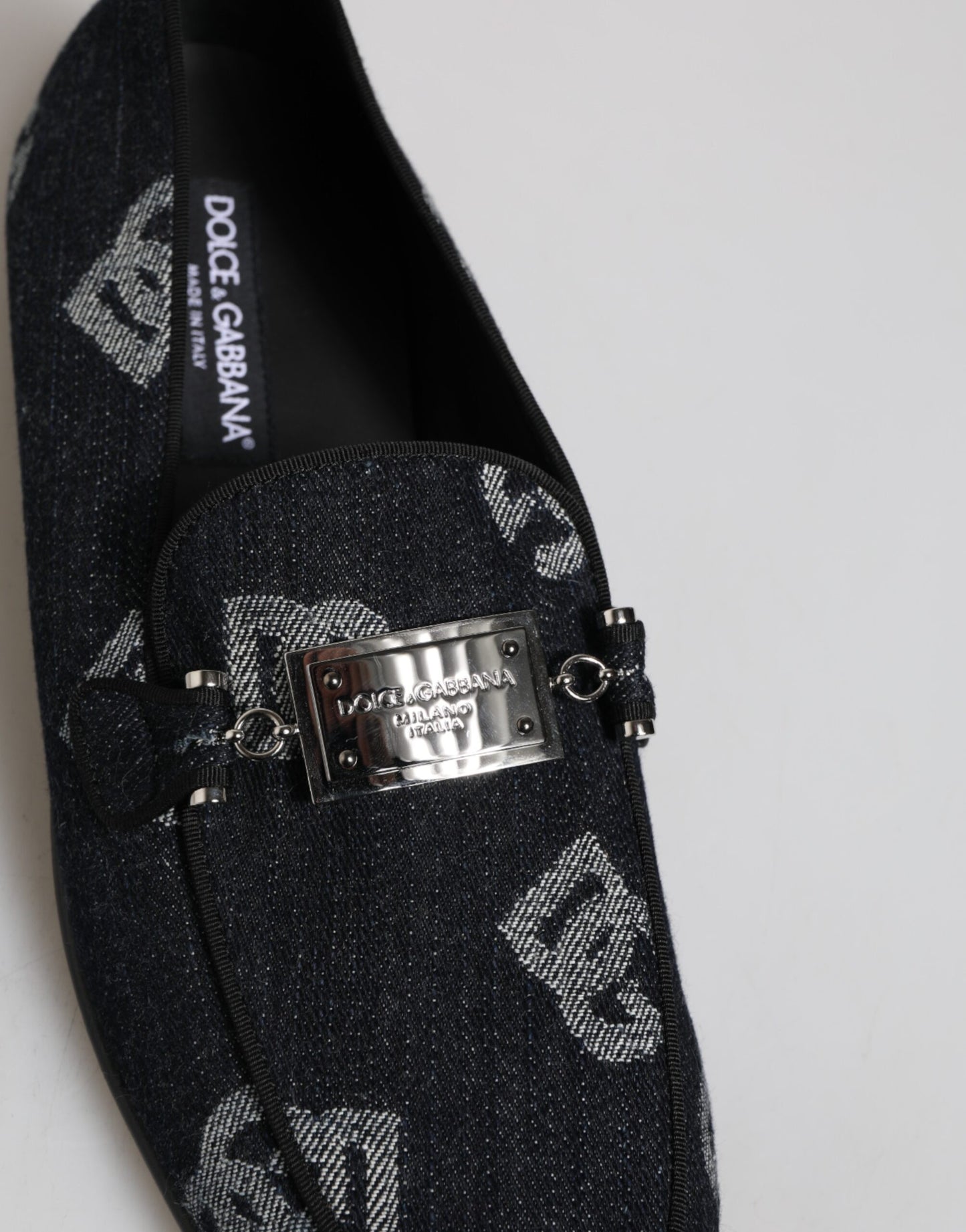Dolce & Gabbana Blue Logo Cotton Loafers Formal Dress Shoes Curated Luxury Accessories by Orvyn