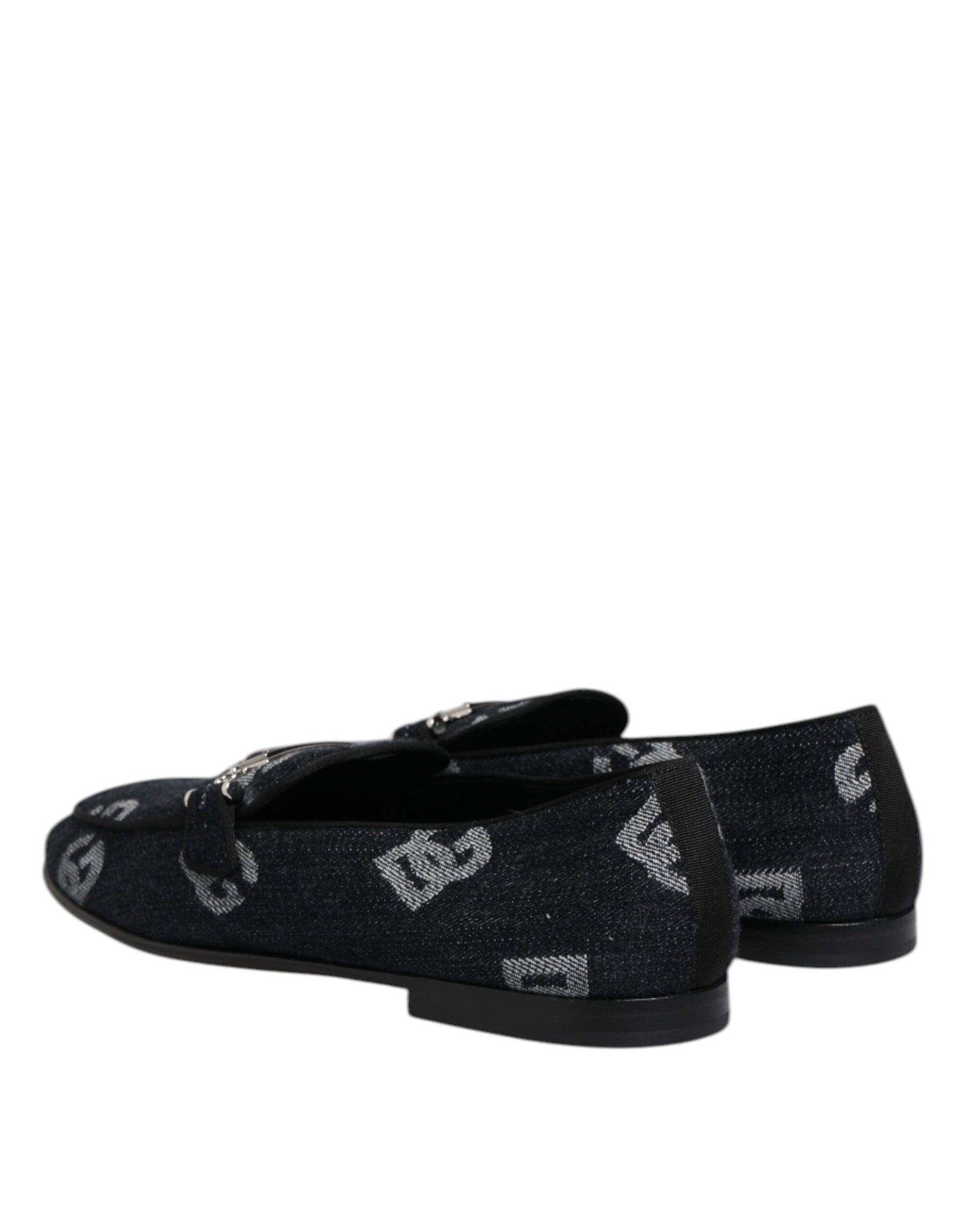 Dolce & Gabbana Blue Logo Cotton Loafers Formal Dress Shoes Curated Luxury Accessories by Orvyn