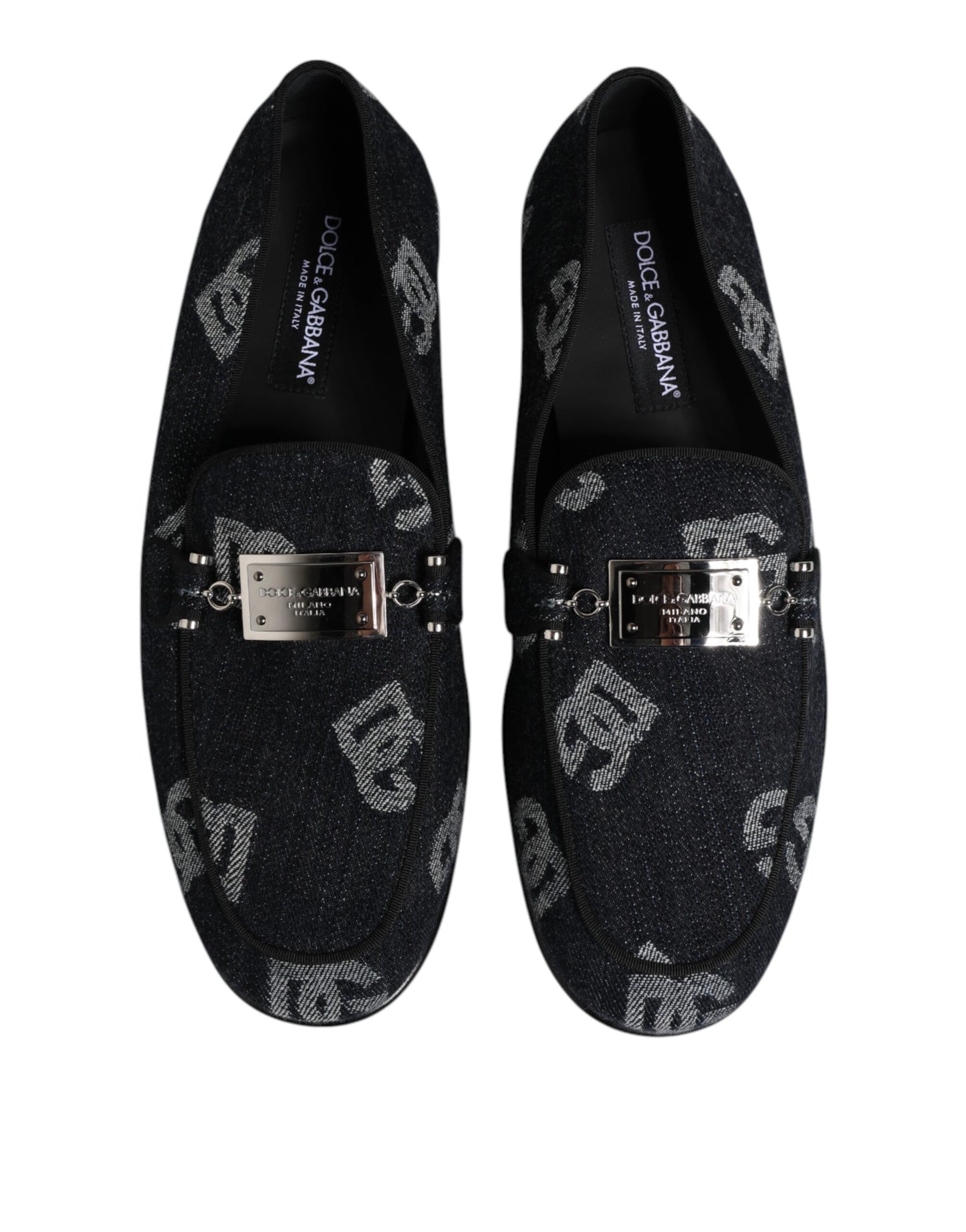 Dolce & Gabbana Blue Logo Cotton Loafers Formal Dress Shoes Curated Luxury Accessories by Orvyn