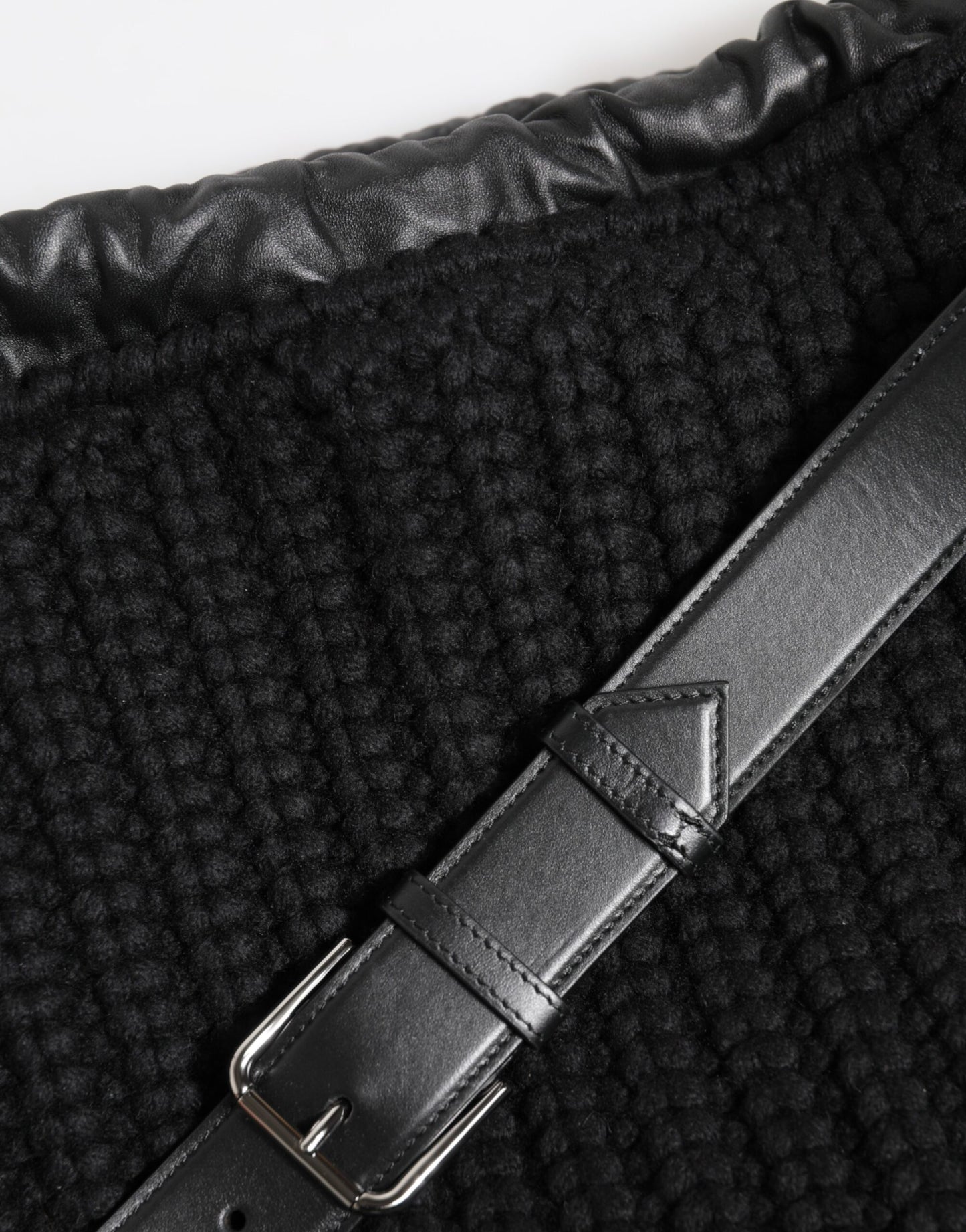 Dolce & Gabbana Black Cashmere Knitted Leather Shoulder Women Borse Bag Curated Luxury Accessories by Orvyn