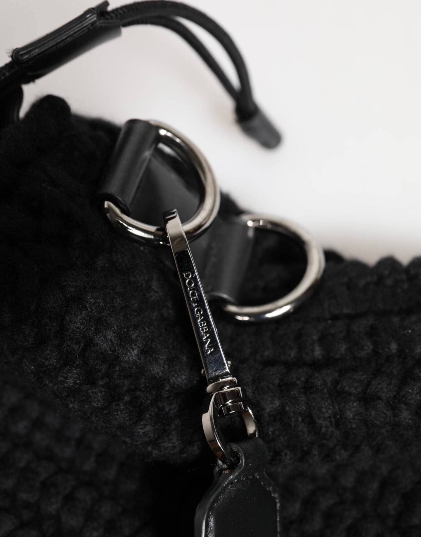 Dolce & Gabbana Black Cashmere Knitted Leather Shoulder Women Borse Bag Curated Luxury Accessories by Orvyn