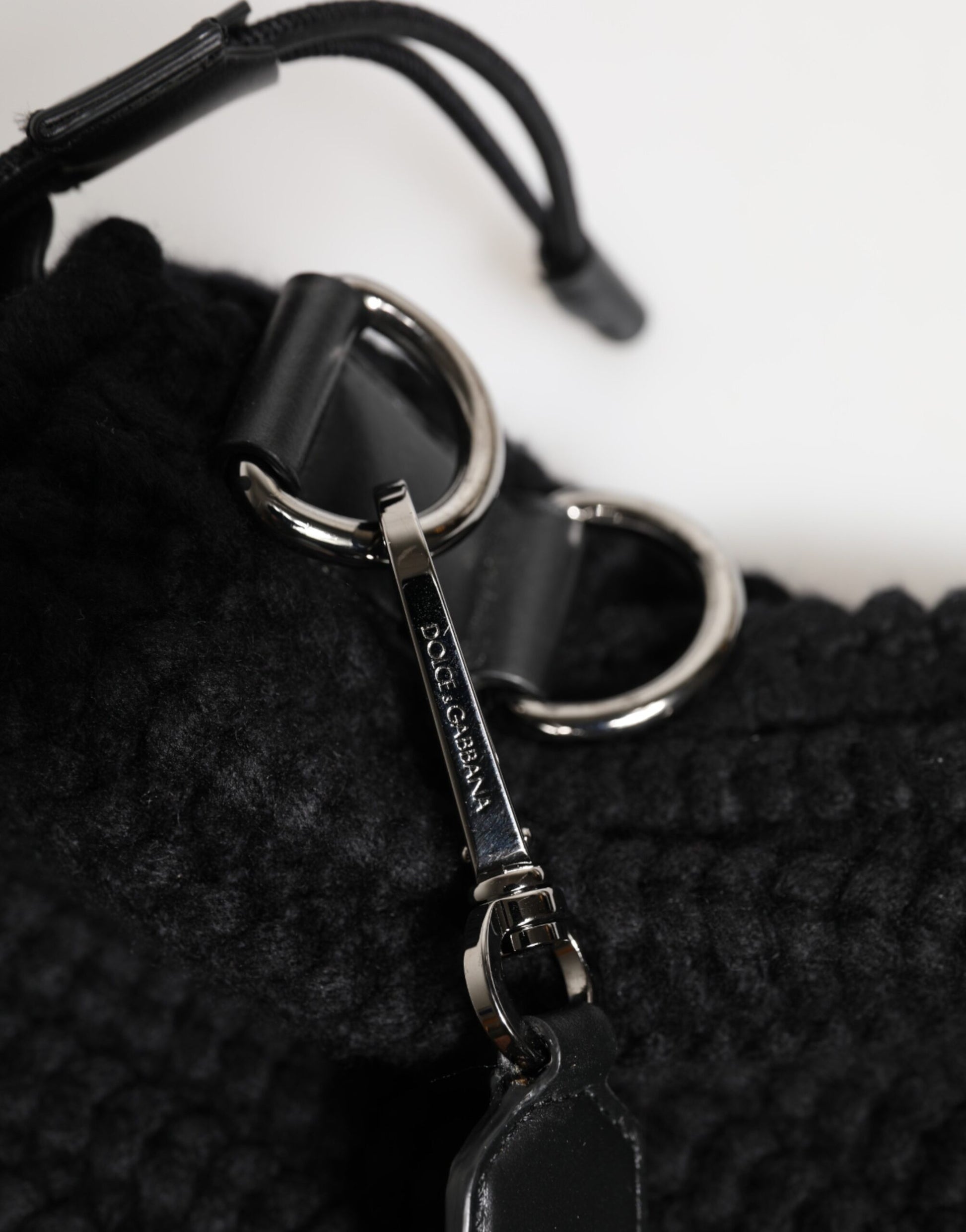 Dolce & Gabbana Black Cashmere Knitted Leather Shoulder Women Borse Bag Curated Luxury Accessories by Orvyn