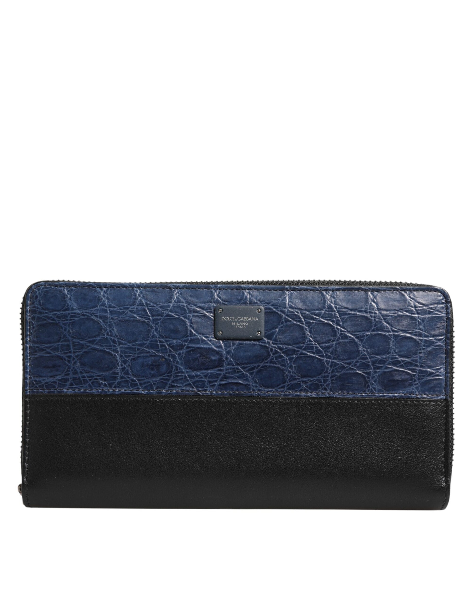 Dolce & Gabbana Black Blue Exotic Leather Men Continental Clutch Wallet Curated Luxury Accessories by Orvyn