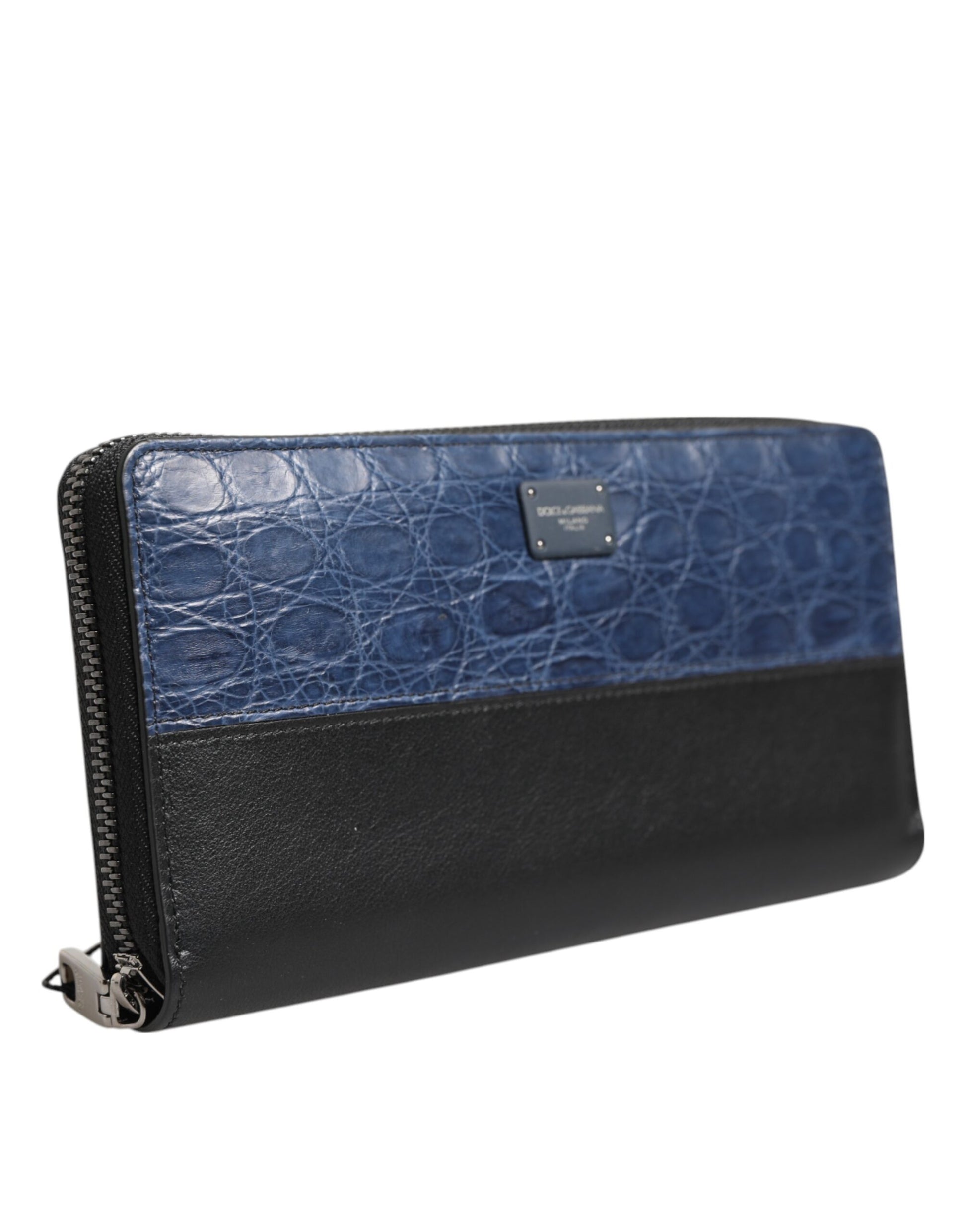 Dolce & Gabbana Black Blue Exotic Leather Men Continental Clutch Wallet Curated Luxury Accessories by Orvyn