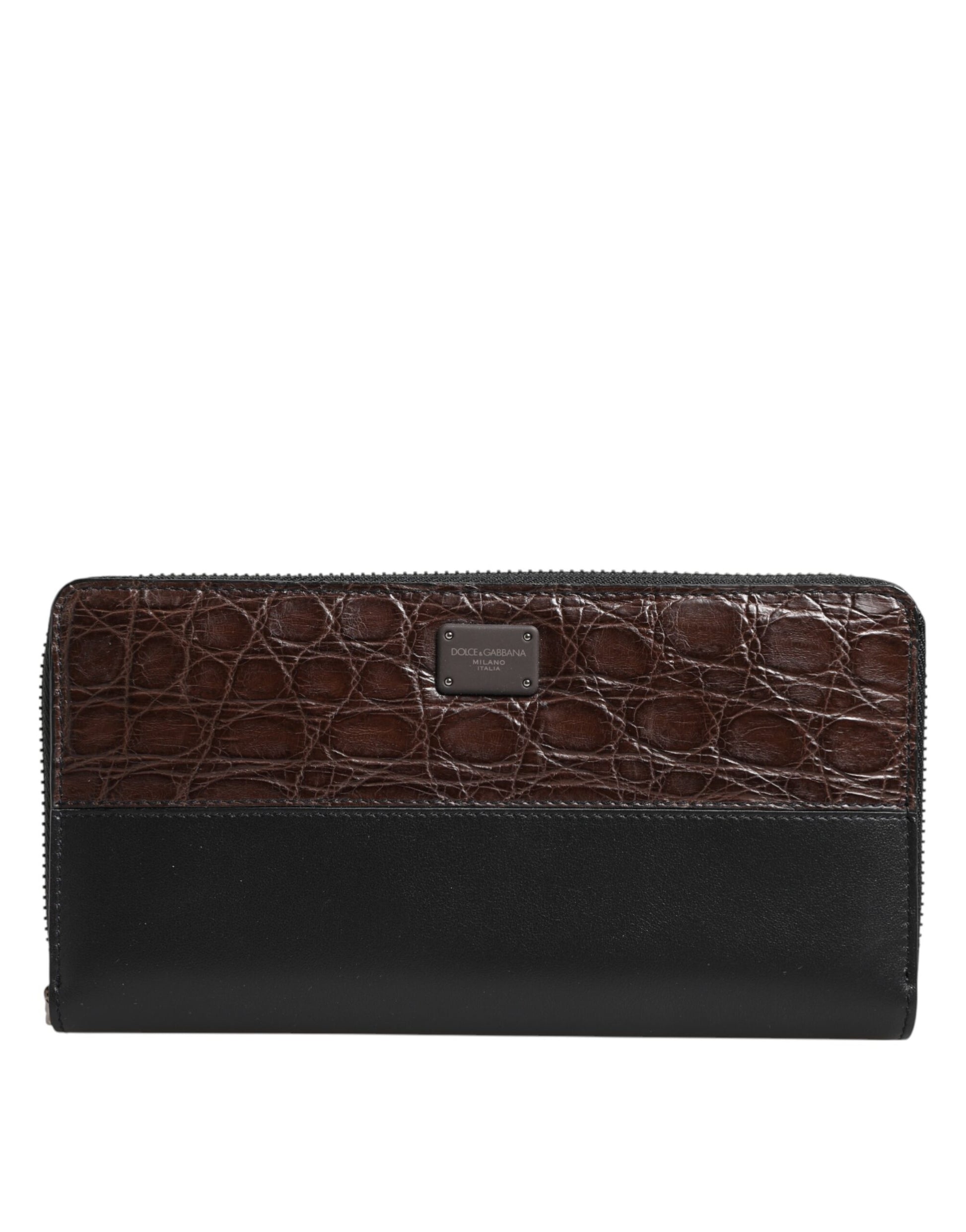 Dolce & Gabbana Black Brown Exotic Leather Men Continental Clutch Wallet Curated Luxury Accessories by Orvyn