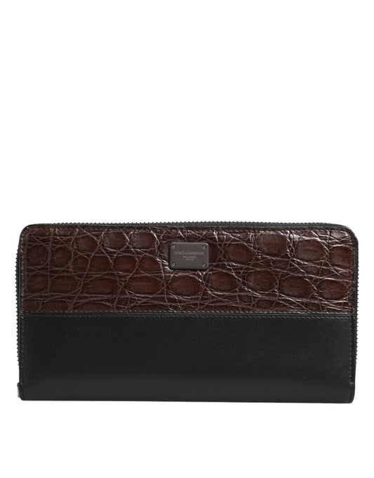 Dolce & Gabbana Black Brown Exotic Leather Men Continental Clutch Wallet Curated Luxury Accessories by Orvyn