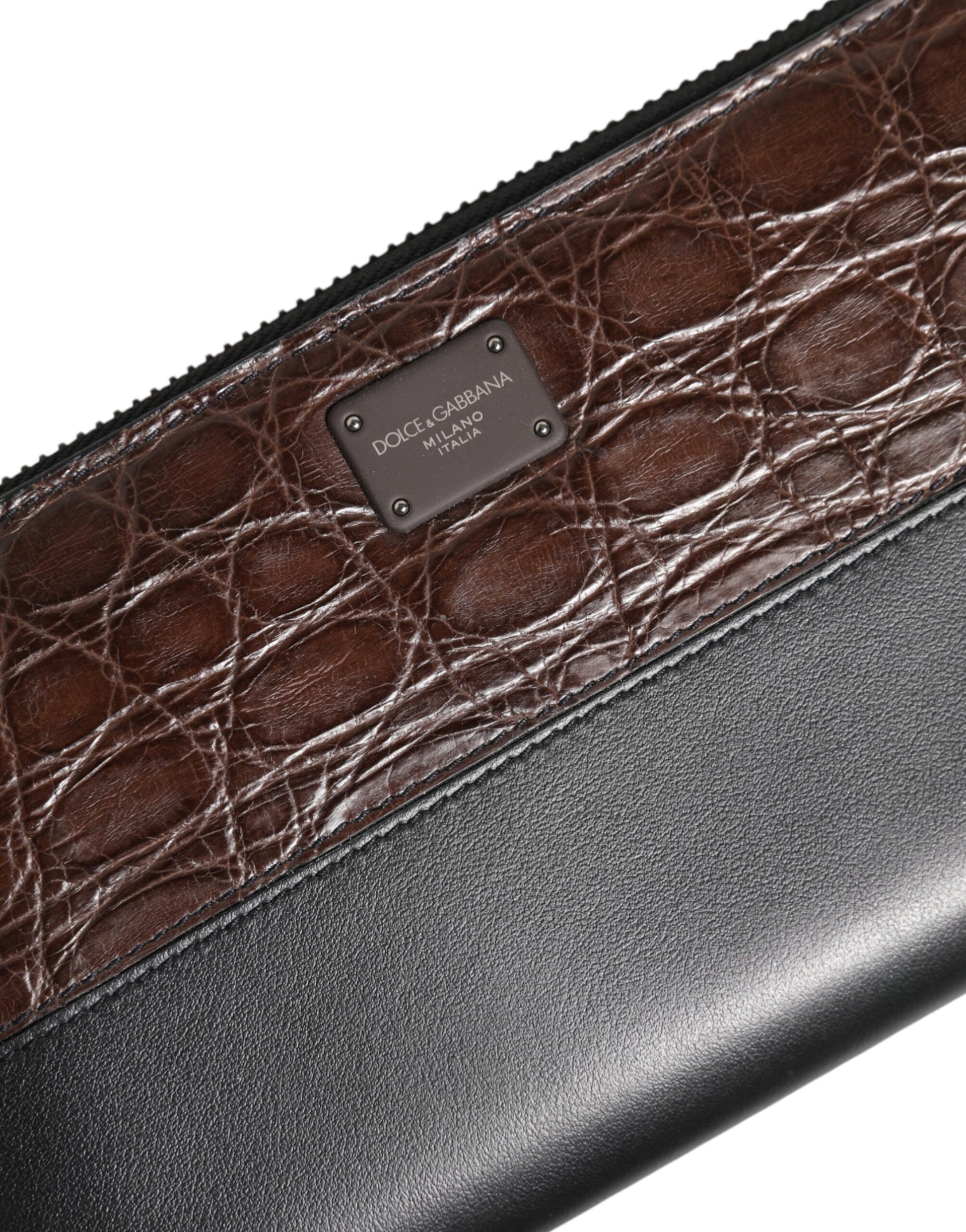 Dolce & Gabbana Black Brown Exotic Leather Men Continental Clutch Wallet Curated Luxury Accessories by Orvyn