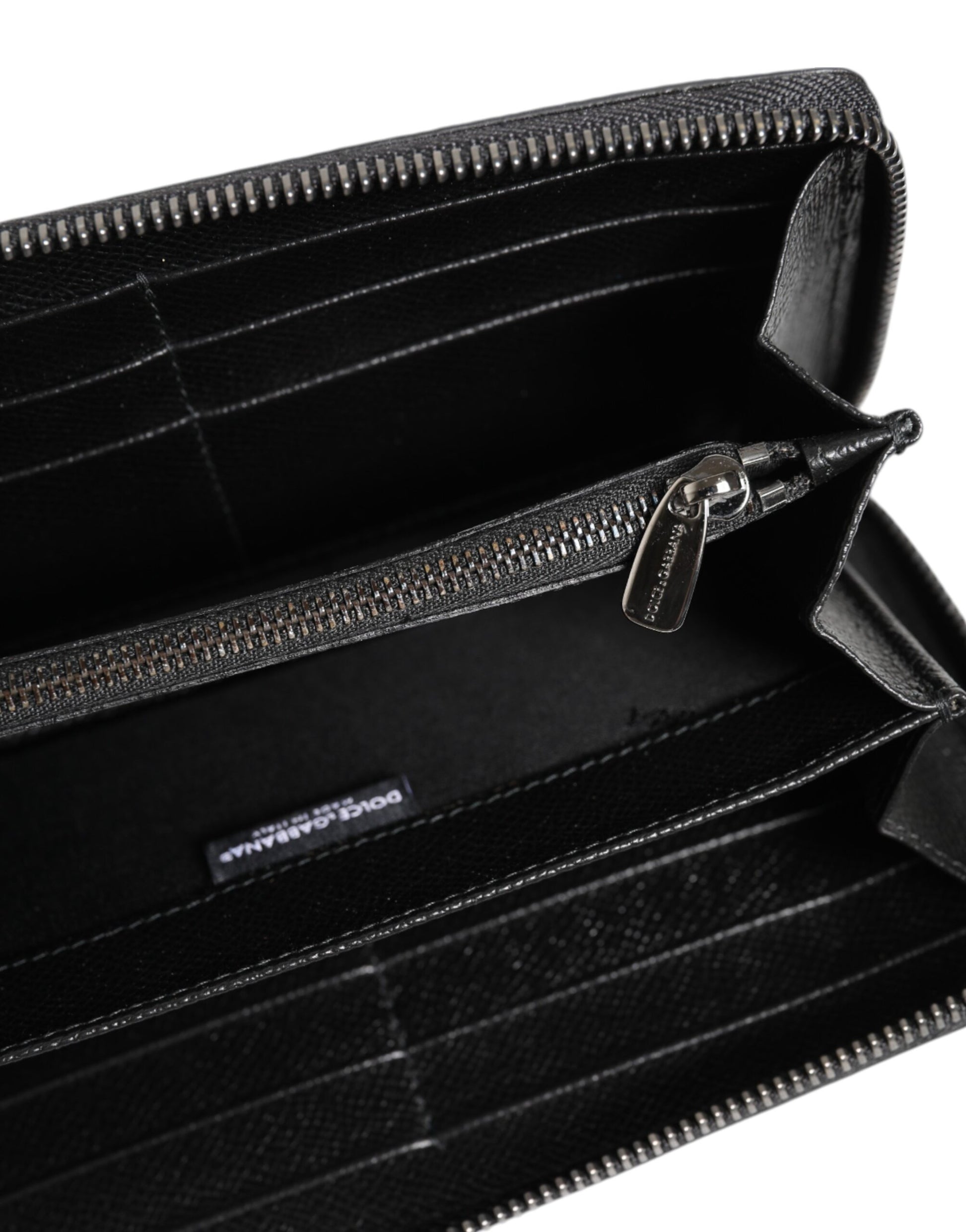 Dolce & Gabbana Black Gray Leopard Leather Zip Around Continental Wallet Curated Luxury Accessories by Orvyn