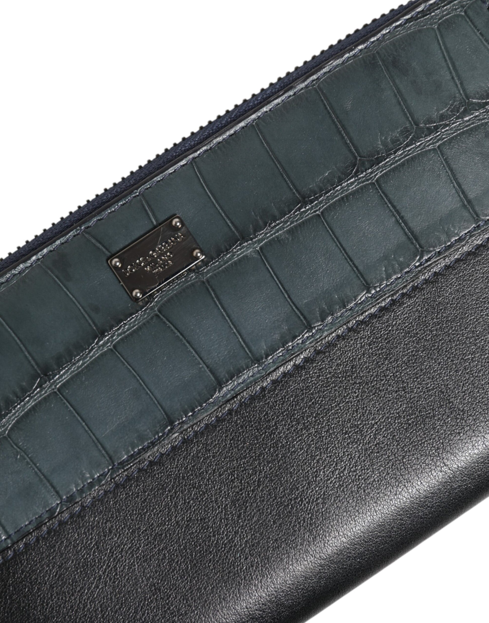 Dolce & Gabbana Black Blue Exotic Leather Men Continental Clutch Wallet Curated Luxury Accessories by Orvyn