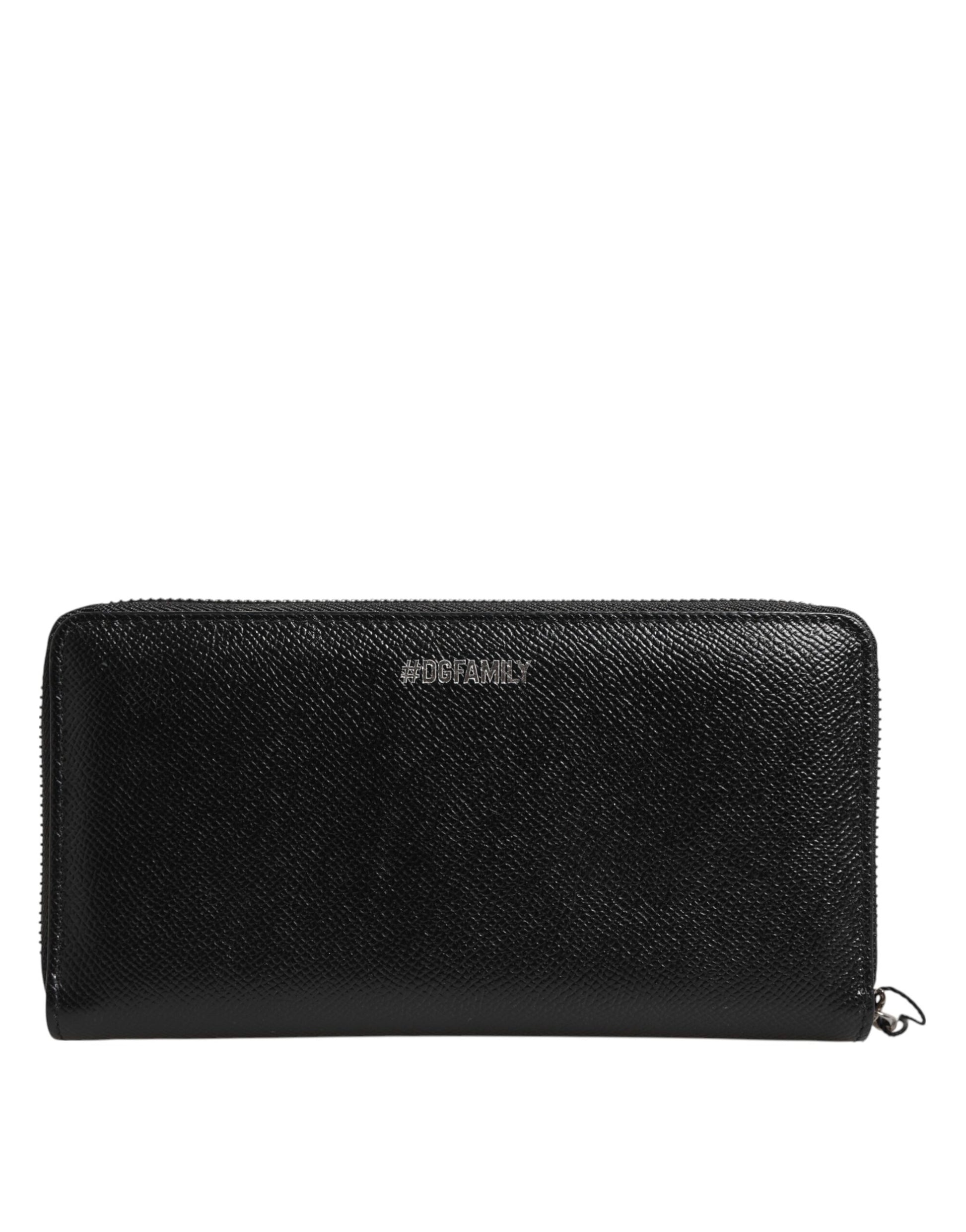 Dolce & Gabbana Black Leather #DGFAMILY Zipper Continental Mens Wallet Curated Luxury Accessories by Orvyn
