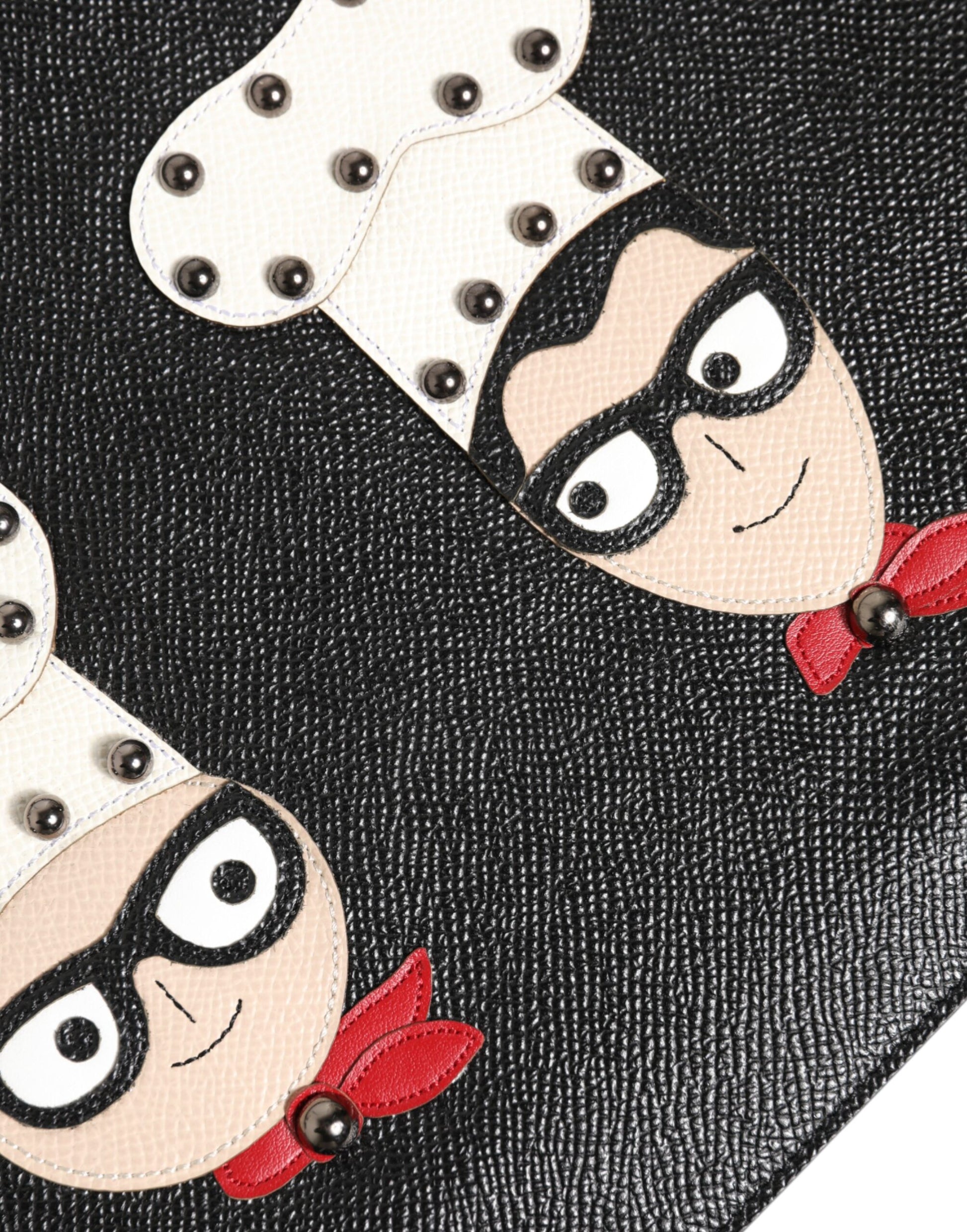 Dolce & Gabbana Black Leather #DGFAMILY Embellished Men Clutch Pouch Bag Curated Luxury Accessories by Orvyn