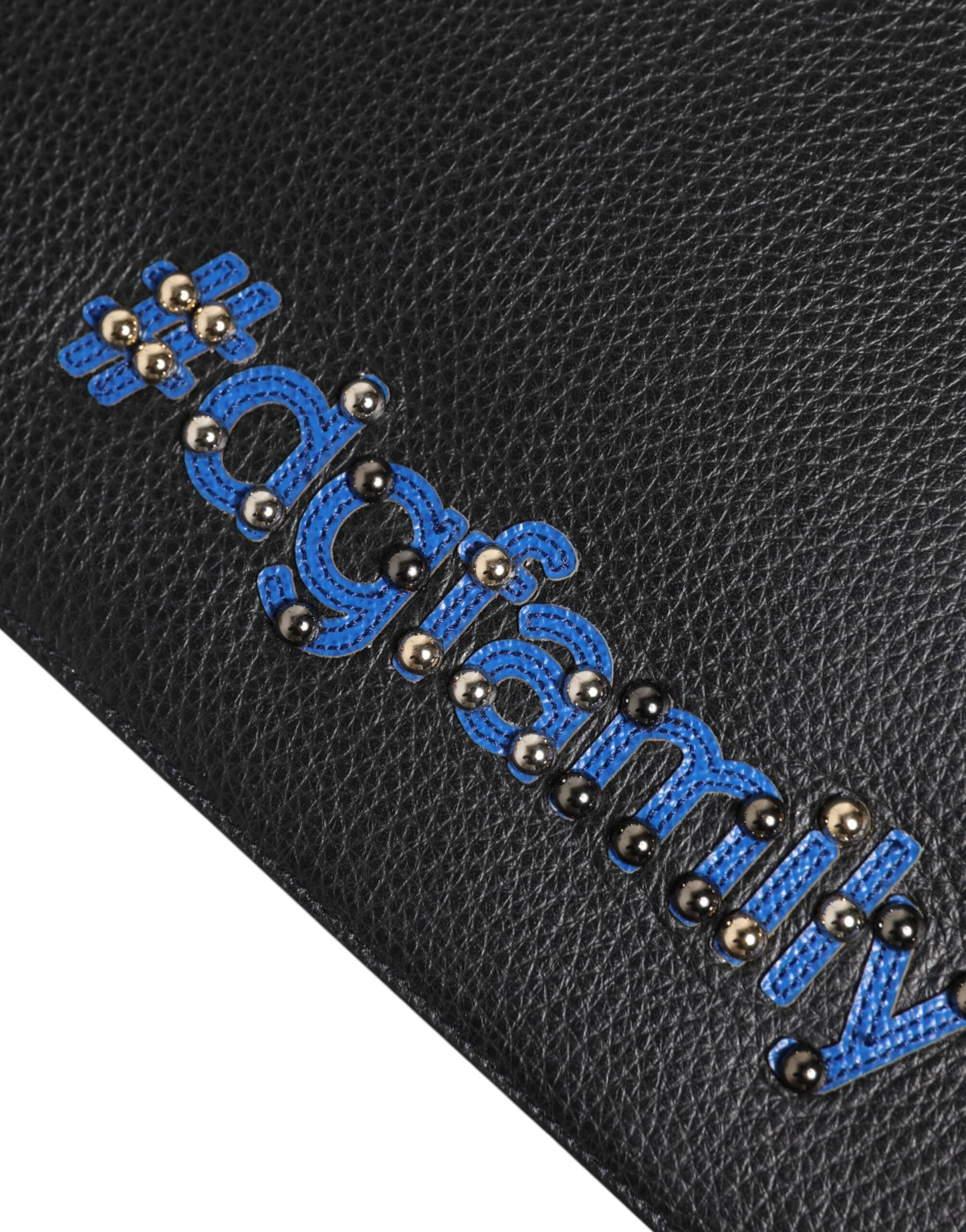 Dolce & Gabbana Black Leather #DGFAMILY Embellished Men Clutch Pouch Bag schwarz