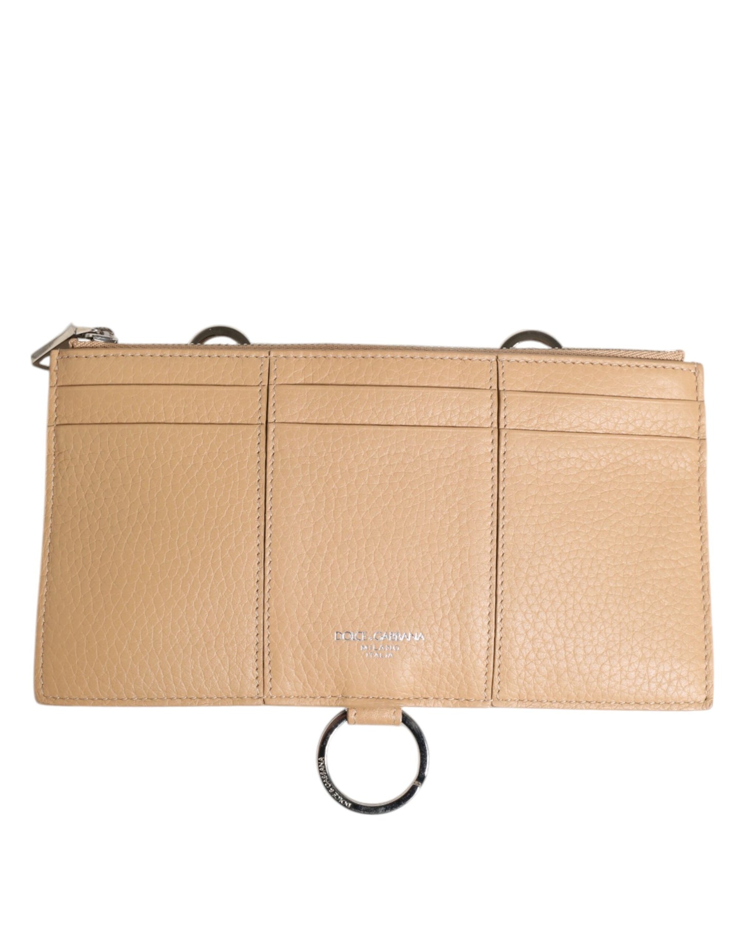 Dolce & Gabbana Beige Calfskin Leather Large Crossbody Card Holder Wallet Curated Luxury Accessories by Orvyn
