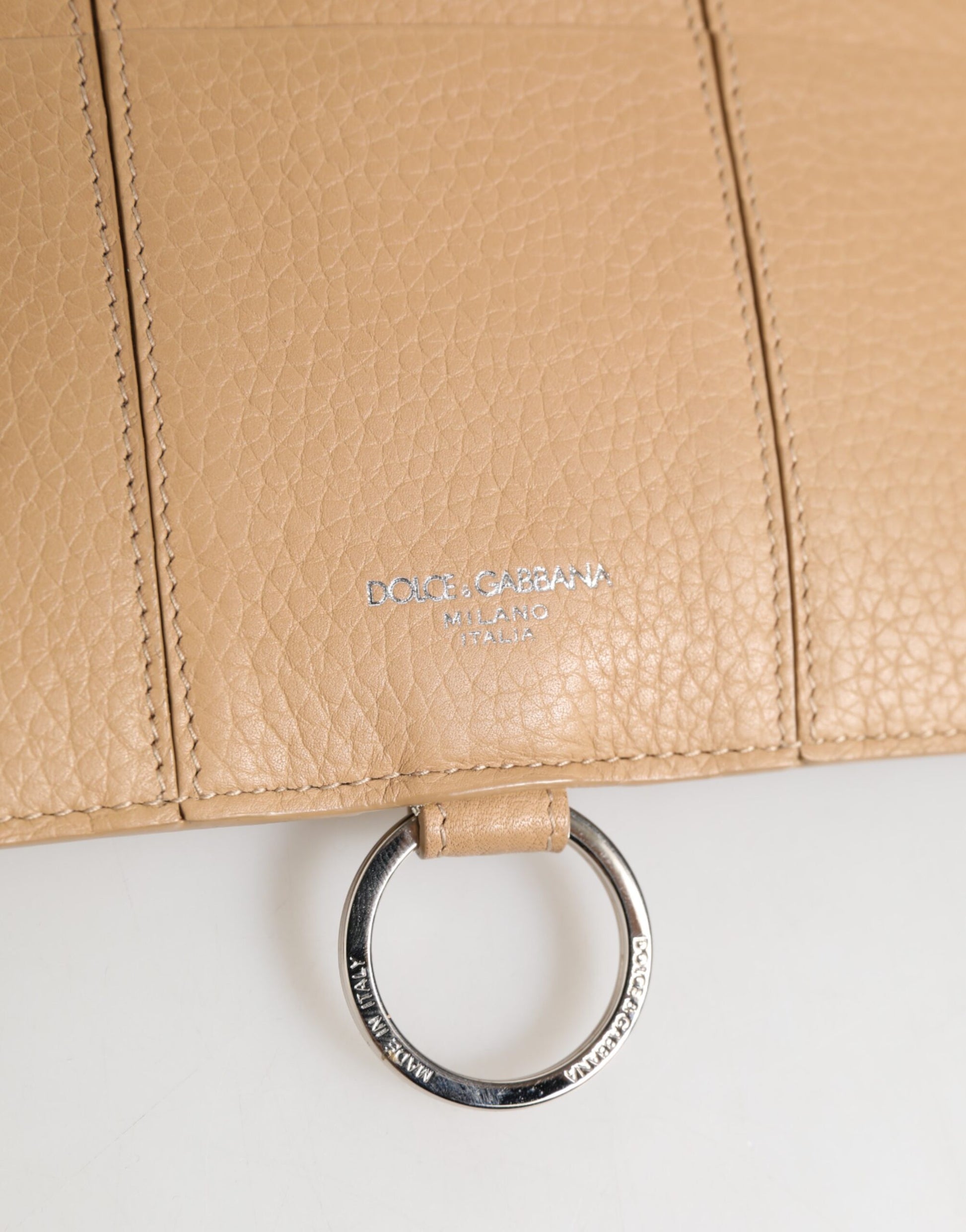 Dolce & Gabbana Beige Calfskin Leather Large Crossbody Card Holder Wallet Curated Luxury Accessories by Orvyn