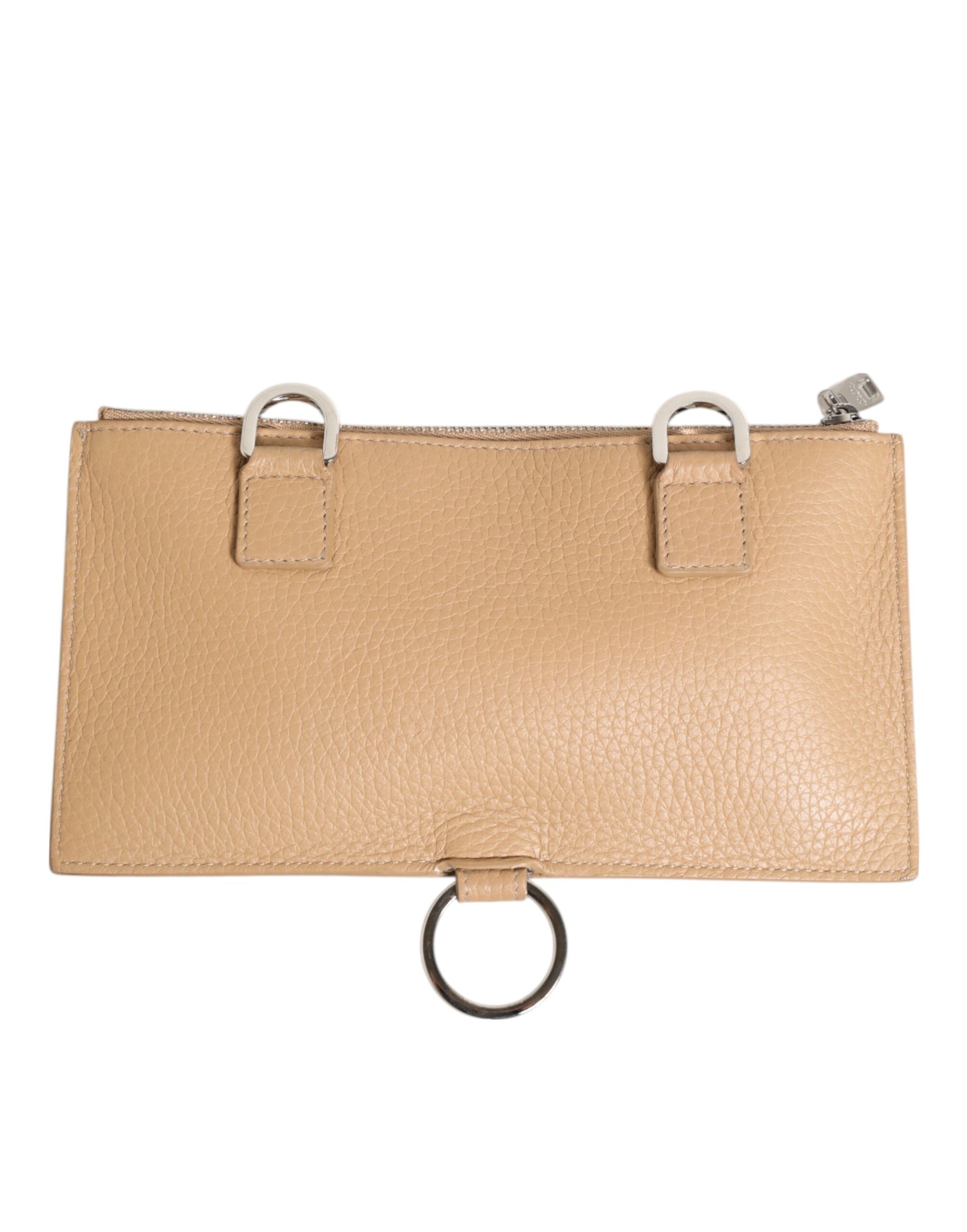 Dolce & Gabbana Beige Calfskin Leather Large Crossbody Card Holder Wallet Curated Luxury Accessories by Orvyn