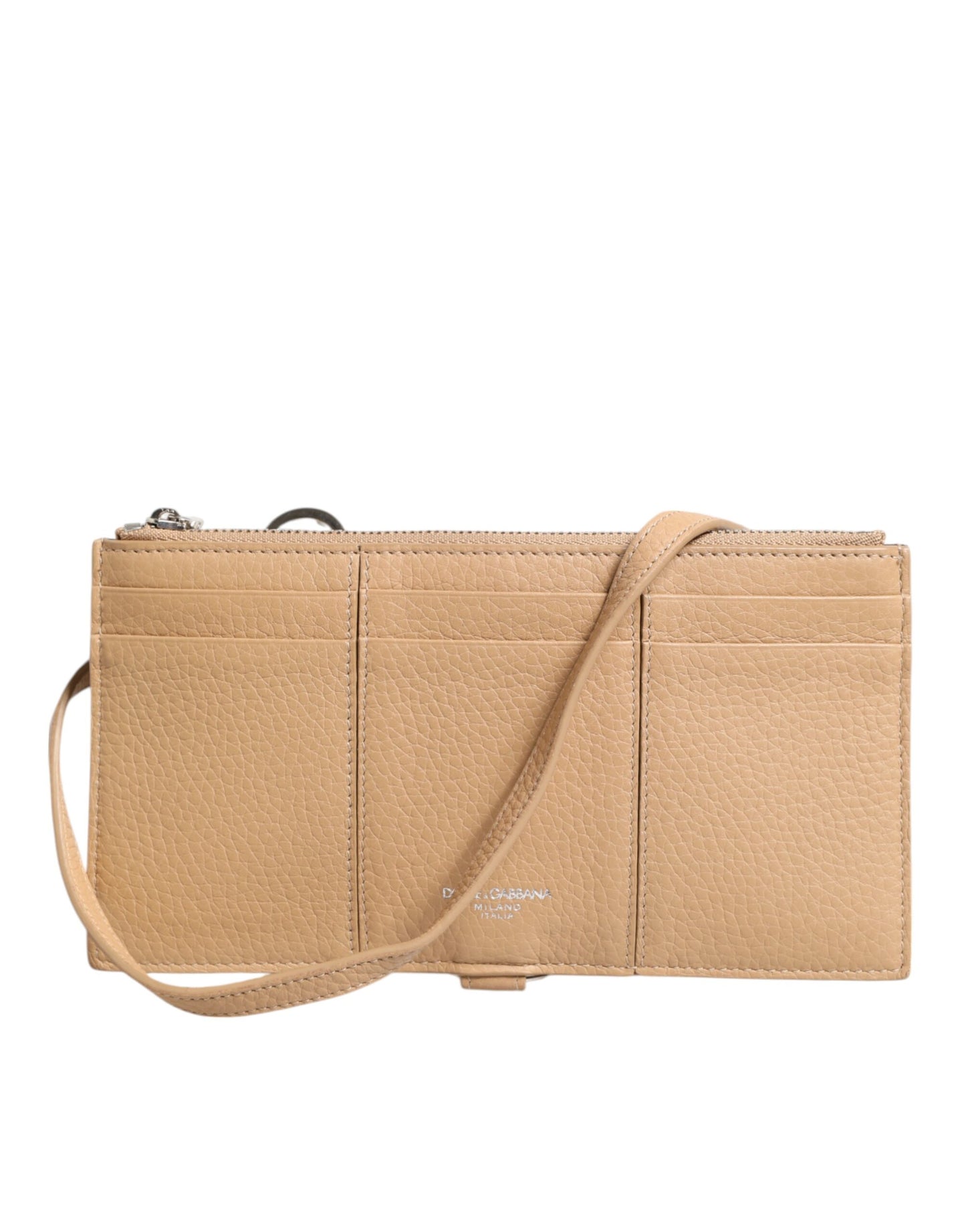 Dolce & Gabbana Beige Calfskin Leather Large Crossbody Card Holder Wallet Curated Luxury Accessories by Orvyn