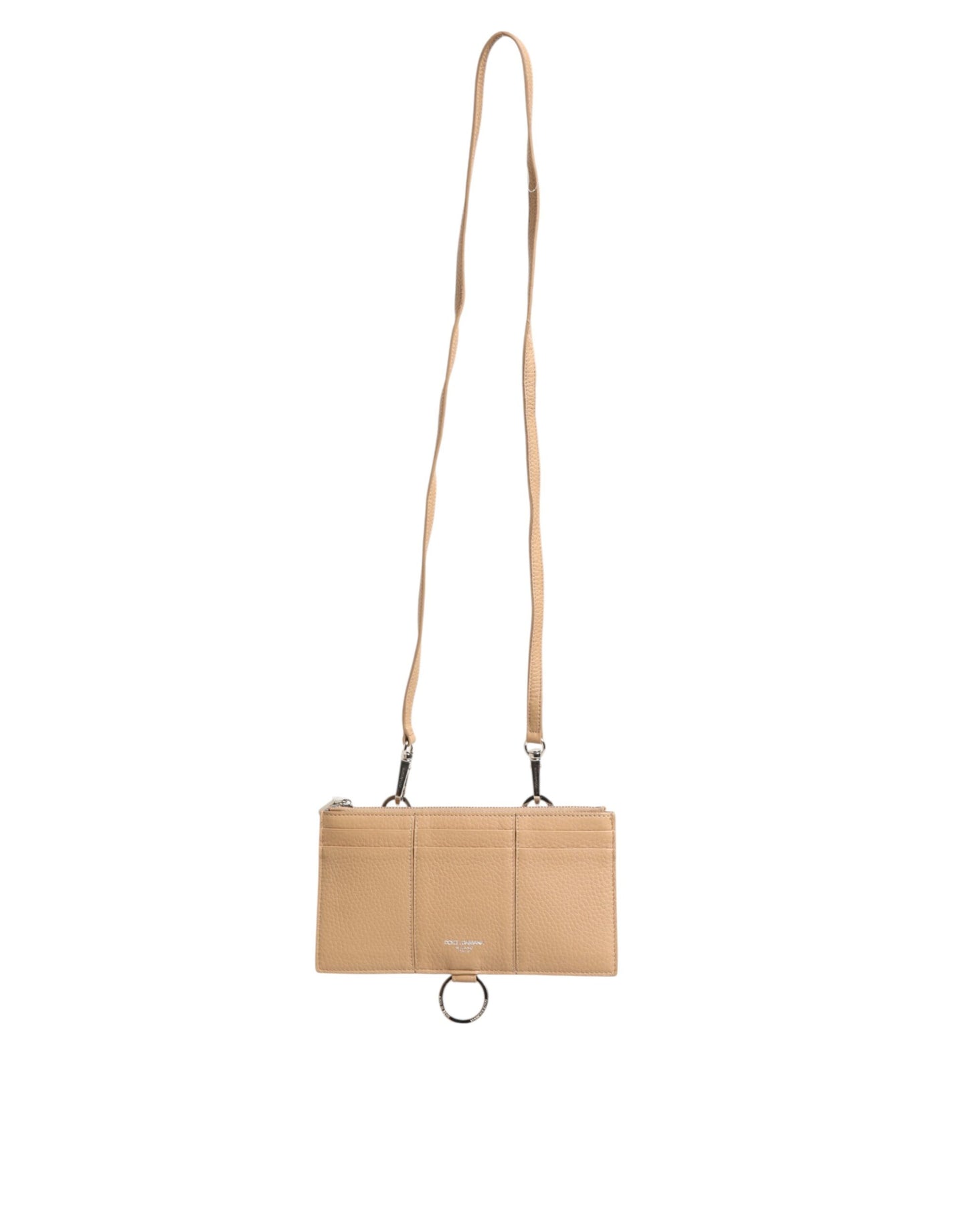 Dolce & Gabbana Beige Calfskin Leather Large Crossbody Card Holder Wallet Curated Luxury Accessories by Orvyn